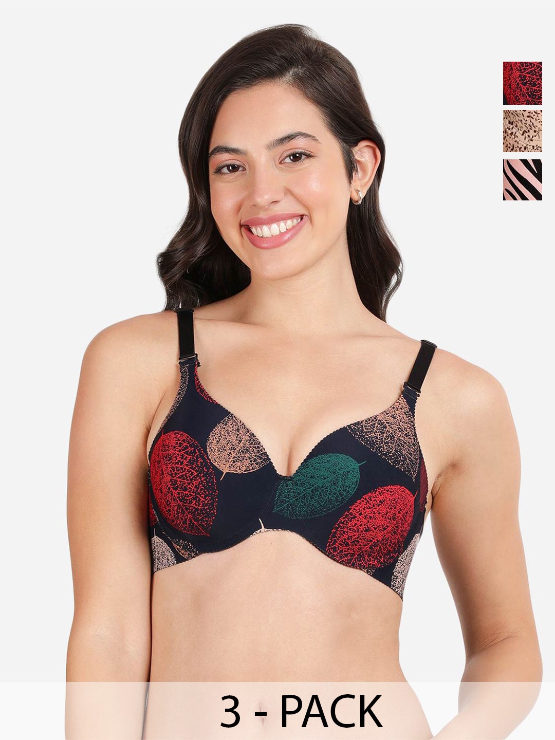 shyaway Pack of 3 Women Floral Printed Medium Coverage Underwired Lightly Padded Bra, Black
shyaway Pack of 3 Women Floral Printed Medium Coverage Underwired Lightly Padded Bra, Black