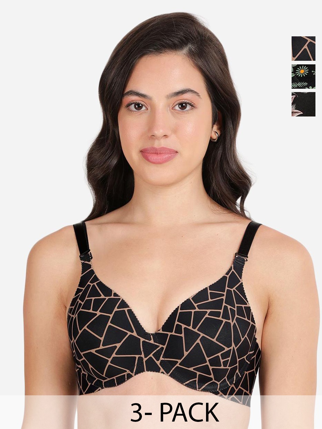 shyaway Pack of 3 Women Floral Printed Medium Coverage Underwired Lightly Padded Bra, Black
shyaway Pack of 3 Women Floral Printed Medium Coverage Underwired Lightly Padded Bra, Black