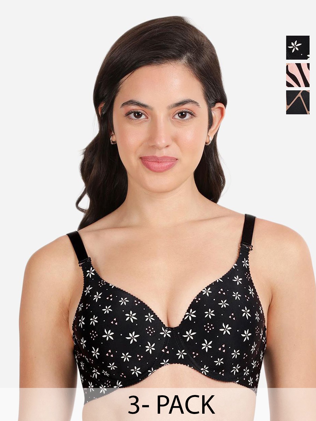 shyaway Pack of 3 Women Animal Printed Medium Coverage Underwired Lightly Padded Bra, Black
shyaway Pack of 3 Women Animal Printed Medium Coverage Underwired Lightly Padded Bra, Black