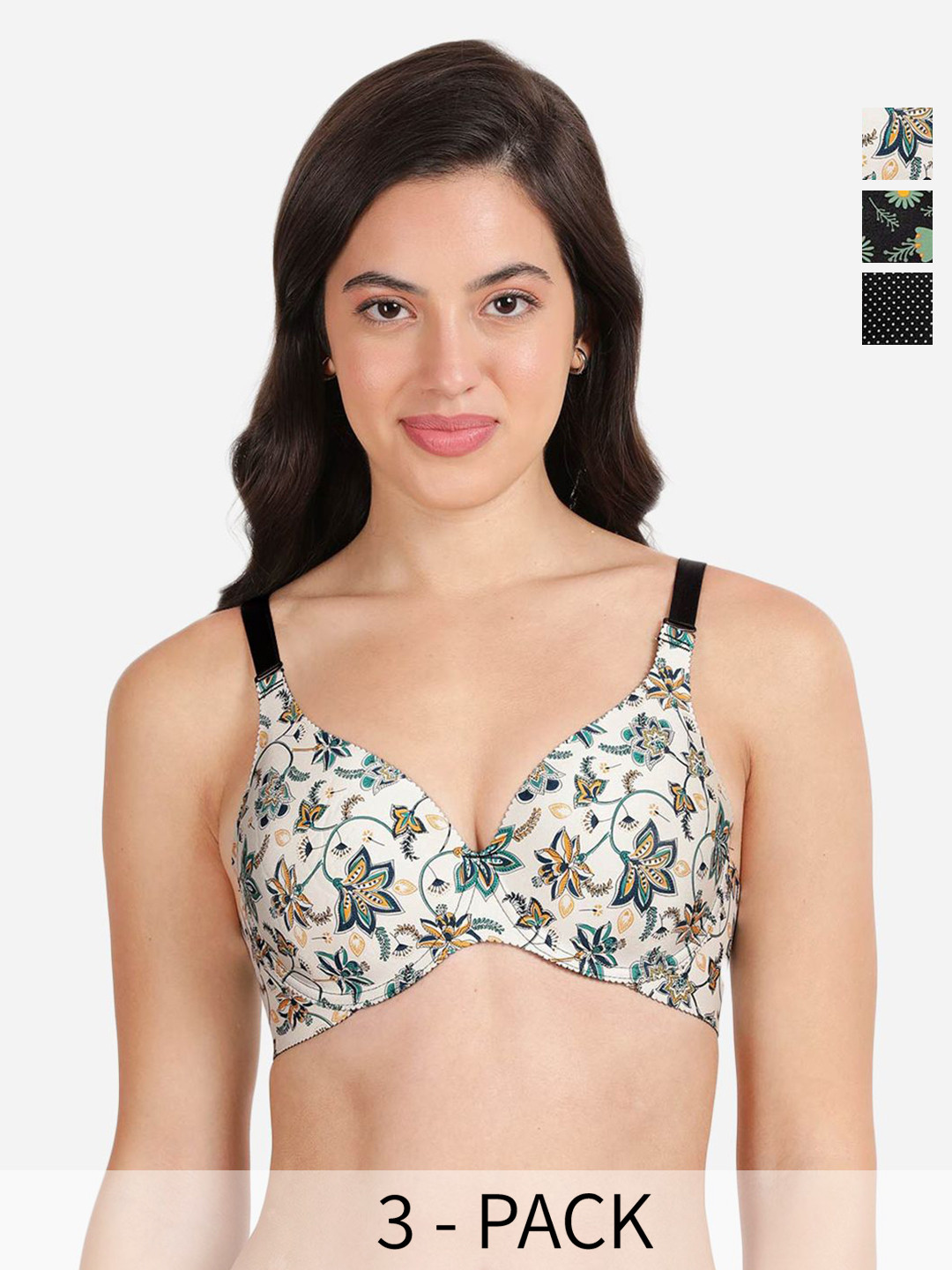 shyaway Pack of 3 Women Floral Printed Medium Coverage Underwired Lightly Padded Bra, Black
shyaway Pack of 3 Women Floral Printed Medium Coverage Underwired Lightly Padded Bra, Black