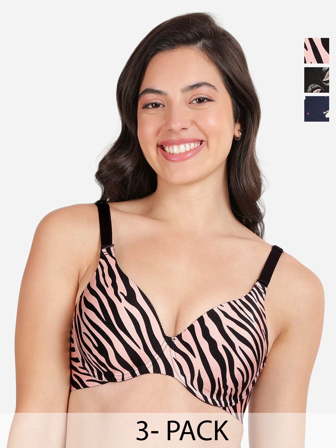 shyaway Pack of 3 Women Animal Printed Medium Coverage Underwired Lightly Padded Bra, Black
shyaway Pack of 3 Women Animal Printed Medium Coverage Underwired Lightly Padded Bra, Black
