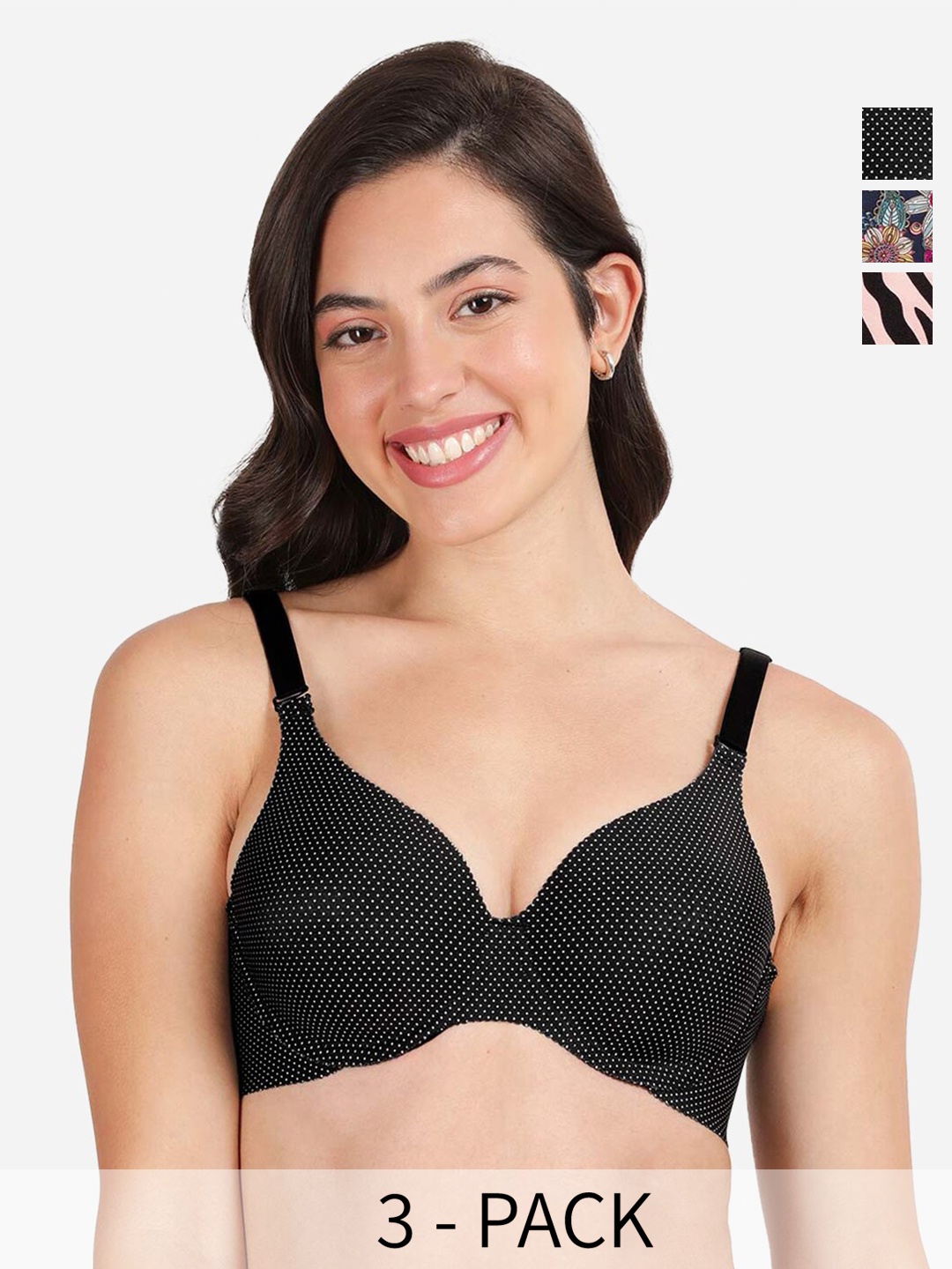 shyaway Pack of 3 Women Polka Dots Printed Medium Coverage Underwired Lightly Padded Bra, Brown
shyaway Pack of 3 Women Polka Dots Printed Medium Coverage Underwired Lightly Padded Bra, Brown