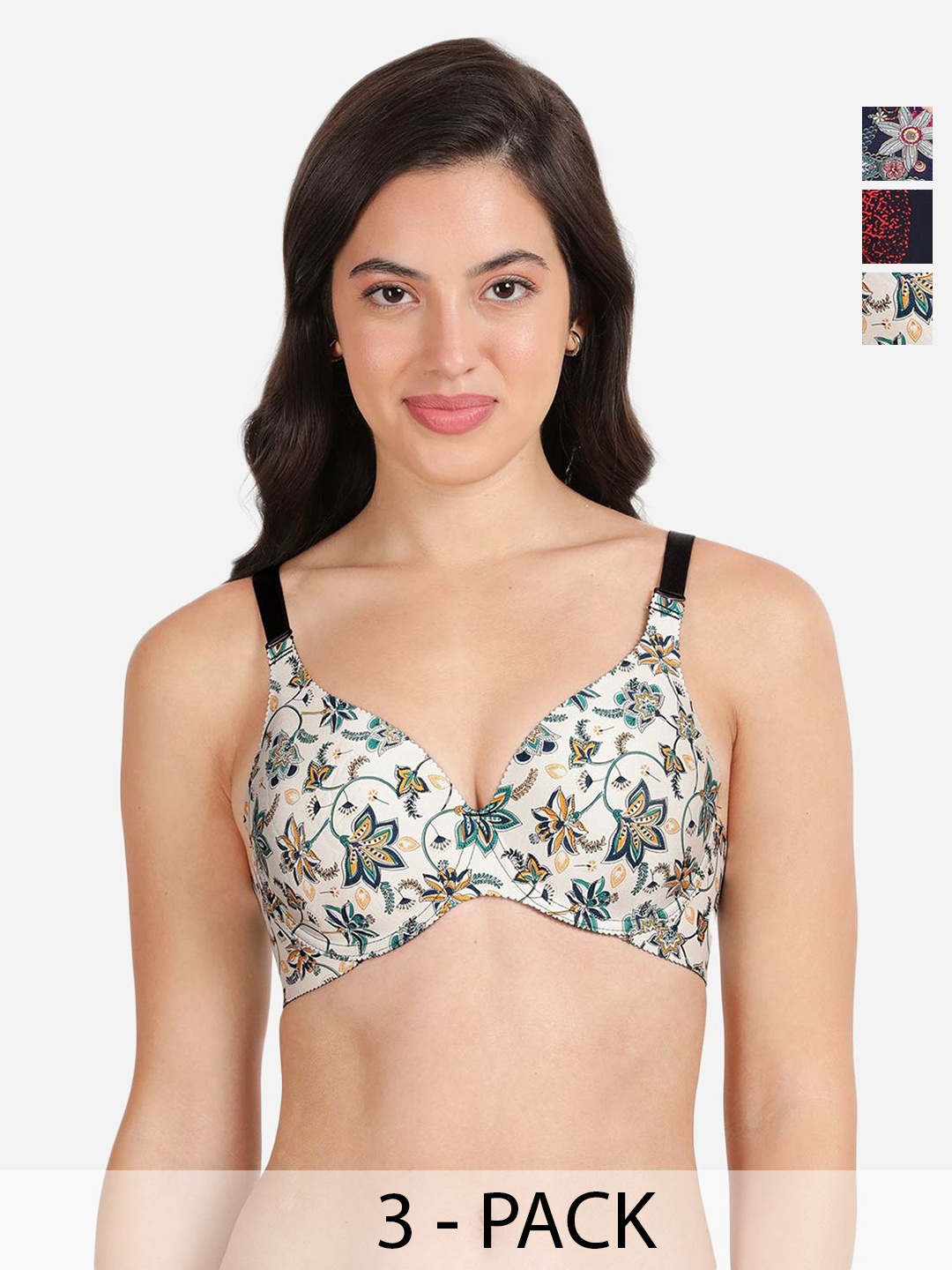 shyaway Pack of 3 Women Floral Printed Medium Coverage Underwired Lightly Padded Bra, White
shyaway Pack of 3 Women Floral Printed Medium Coverage Underwired Lightly Padded Bra, White