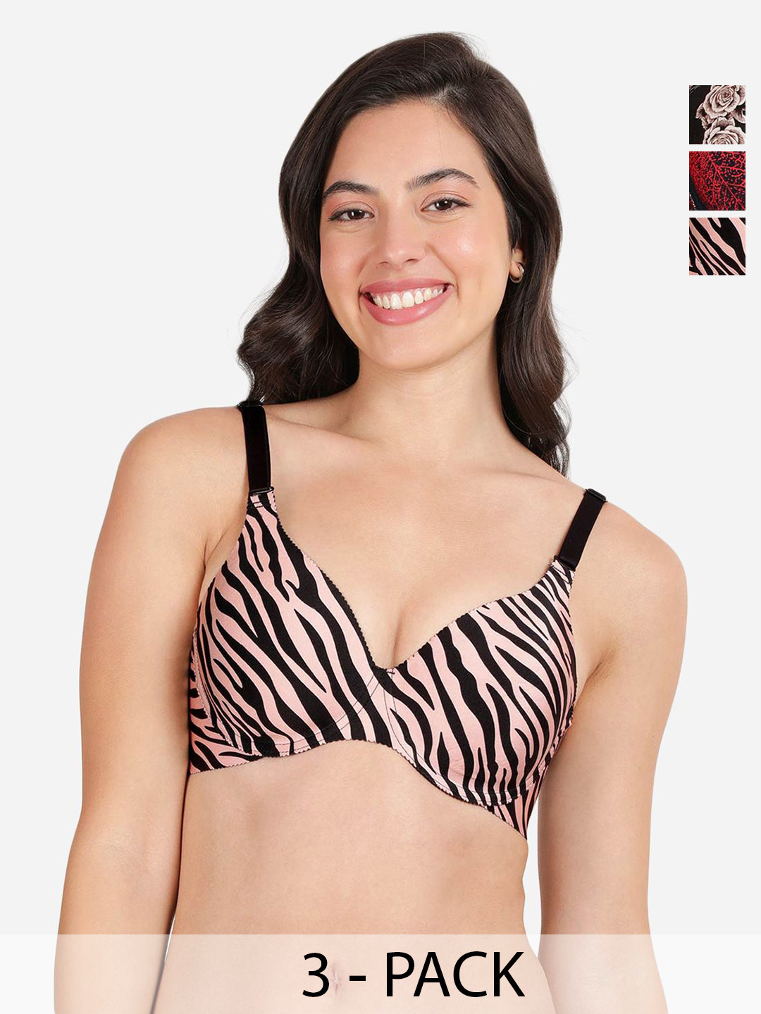 shyaway Pack of 3 Women Animal Printed Medium Coverage Underwired Lightly Padded Bra, Black
shyaway Pack of 3 Women Animal Printed Medium Coverage Underwired Lightly Padded Bra, Black