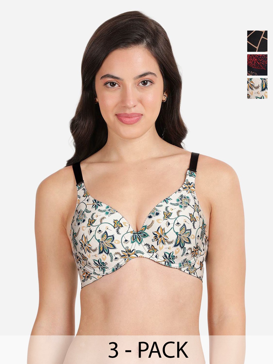 shyaway Pack of 3 Women Floral Printed Medium Coverage Underwired Lightly Padded Bra, White
shyaway Pack of 3 Women Floral Printed Medium Coverage Underwired Lightly Padded Bra, White