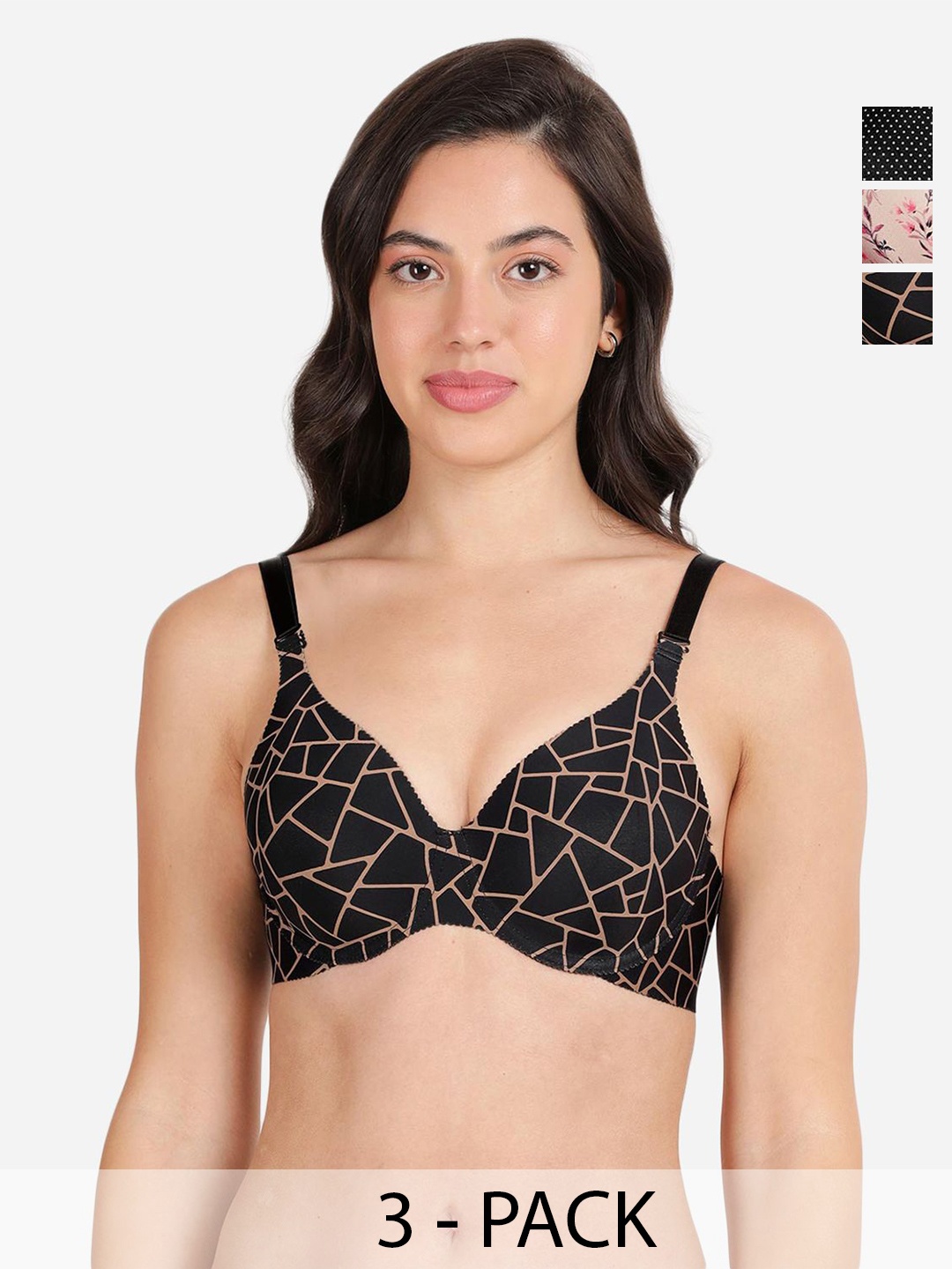 shyaway Pack of 3 Women Floral Printed Medium Coverage Underwired Lightly Padded Bra, Black
shyaway Pack of 3 Women Floral Printed Medium Coverage Underwired Lightly Padded Bra, Black