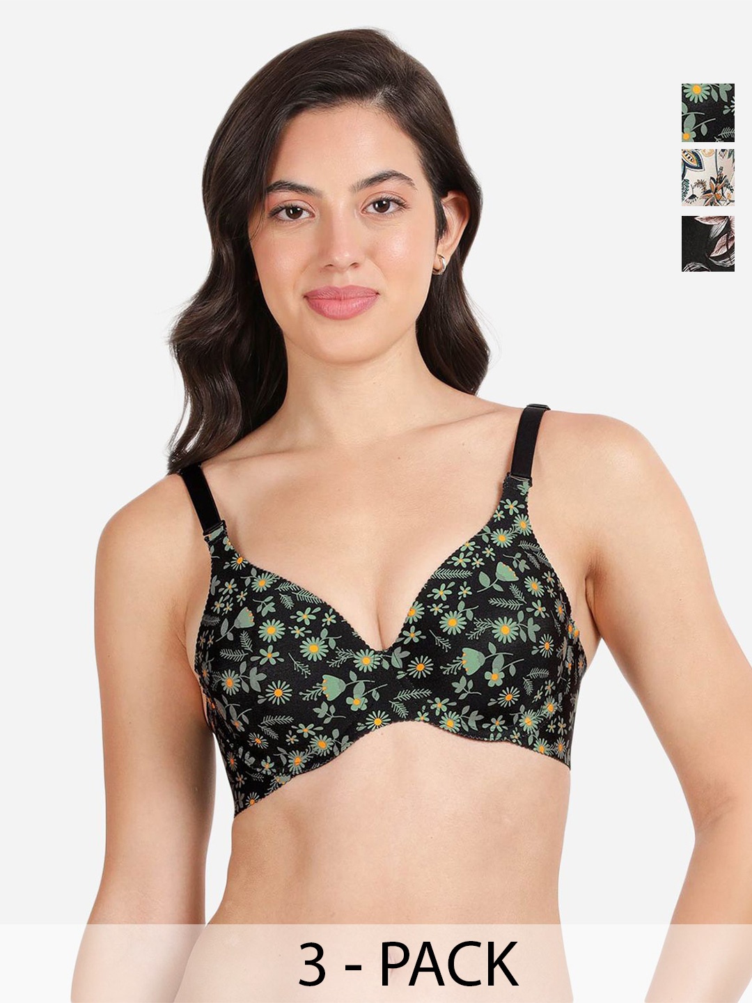 shyaway Pack of 3 Women Floral Printed Medium Coverage Underwired Lightly Padded Bra, Black
shyaway Pack of 3 Women Floral Printed Medium Coverage Underwired Lightly Padded Bra, Black