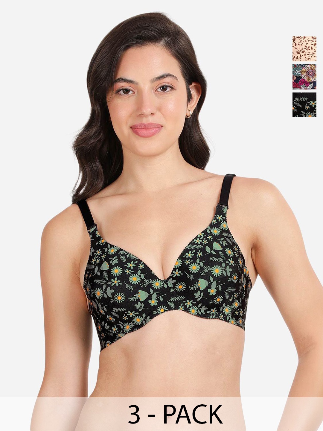 shyaway Pack of 3 Women Floral Printed Medium Coverage Underwired Lightly Padded Bra, Black
shyaway Pack of 3 Women Floral Printed Medium Coverage Underwired Lightly Padded Bra, Black