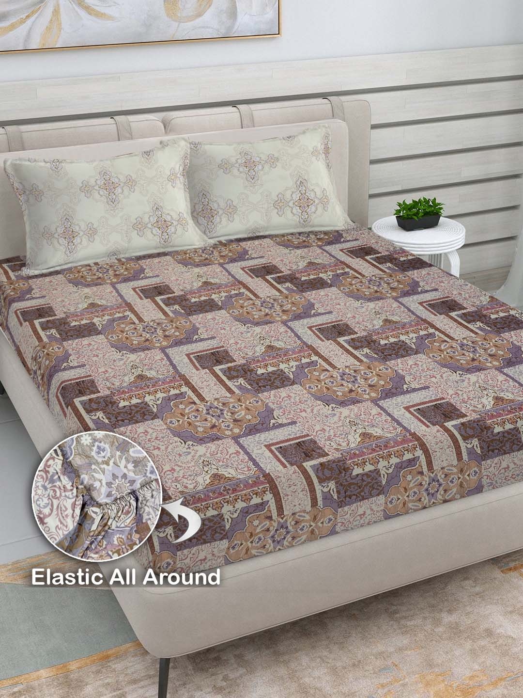 FABINALIV Brown & Cream-Coloured Geometric 300 TC King Bedsheet with 2 Pillow Covers
FABINALIV Brown & Cream-Coloured Geometric 300 TC King Bedsheet with 2 Pillow Covers