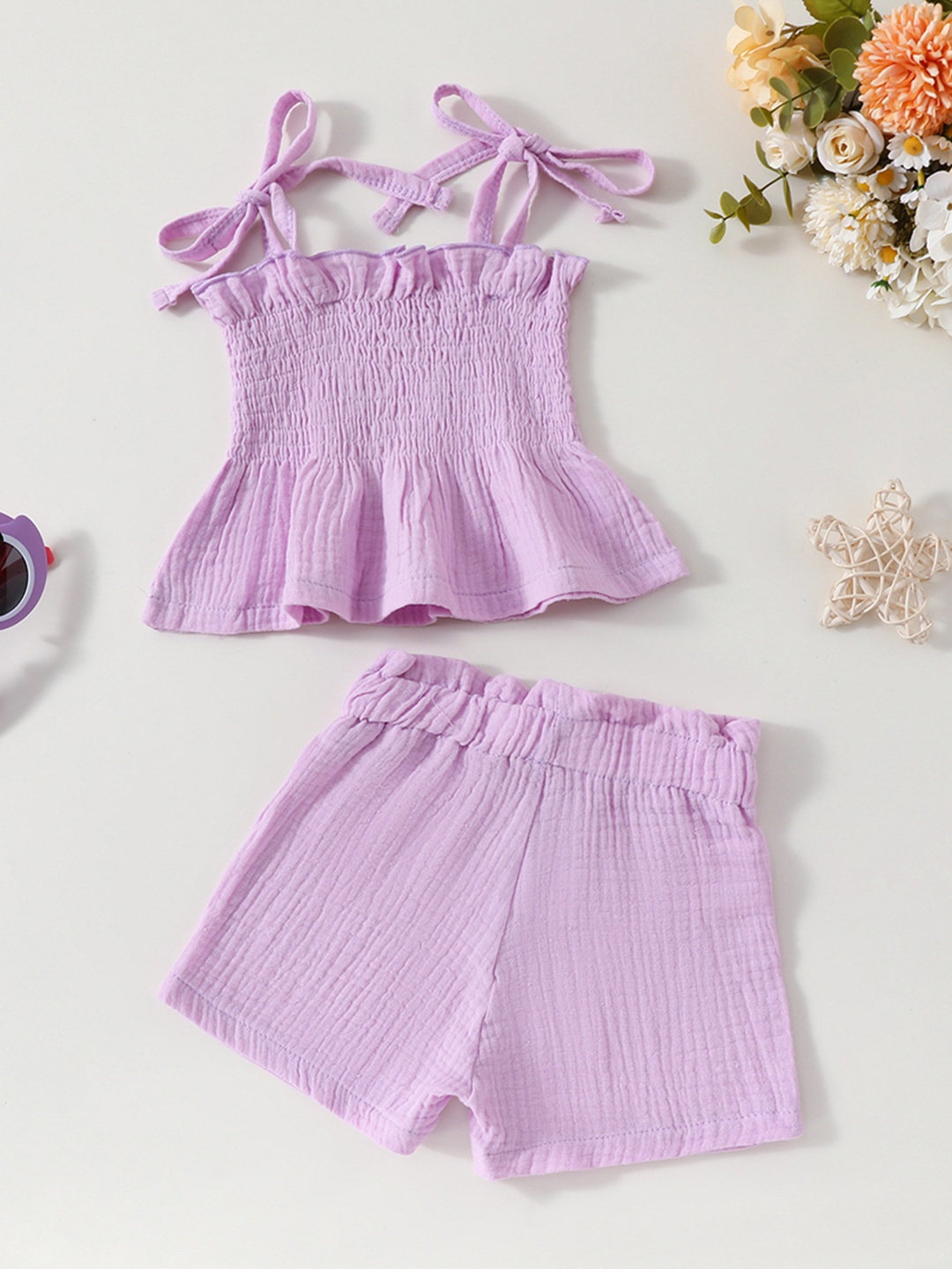 INCLUD Girls Self Design Shoulder Straps Elasticated Crop Top With Shorts Set, Purple
INCLUD Girls Self Design Shoulder Straps Elasticated Crop Top With Shorts Set, Purple