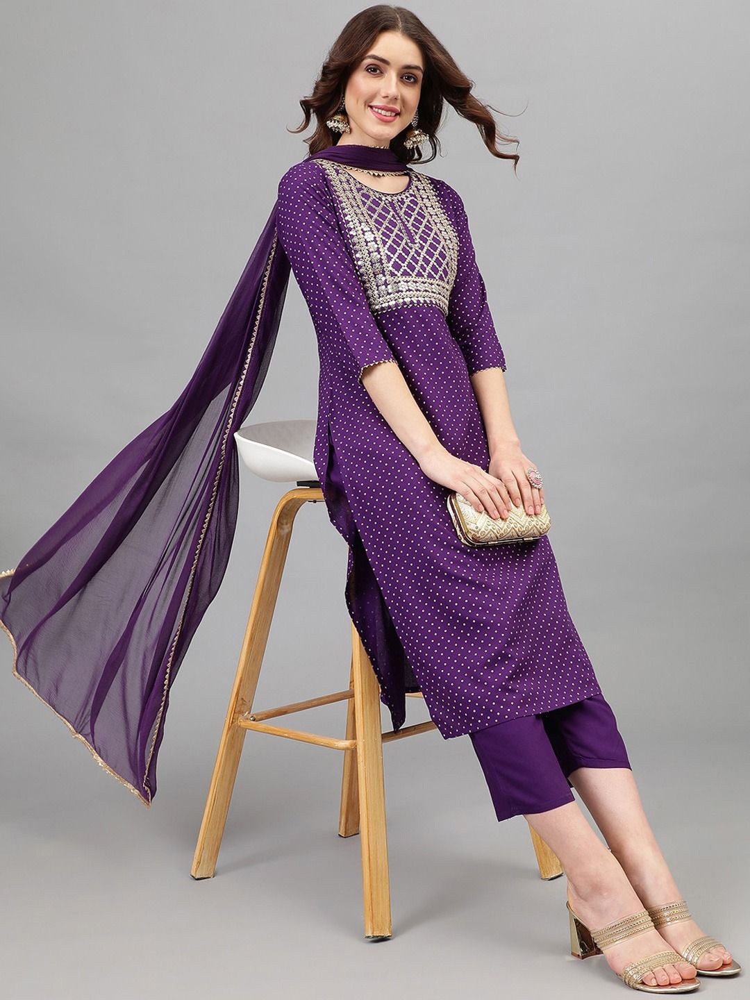 KALINI Women Embroidered Regular Thread Work Kurta with Trousers & With Dupatta, Purple
KALINI Women Embroidered Regular Thread Work Kurta with Trousers & With Dupatta, Purple