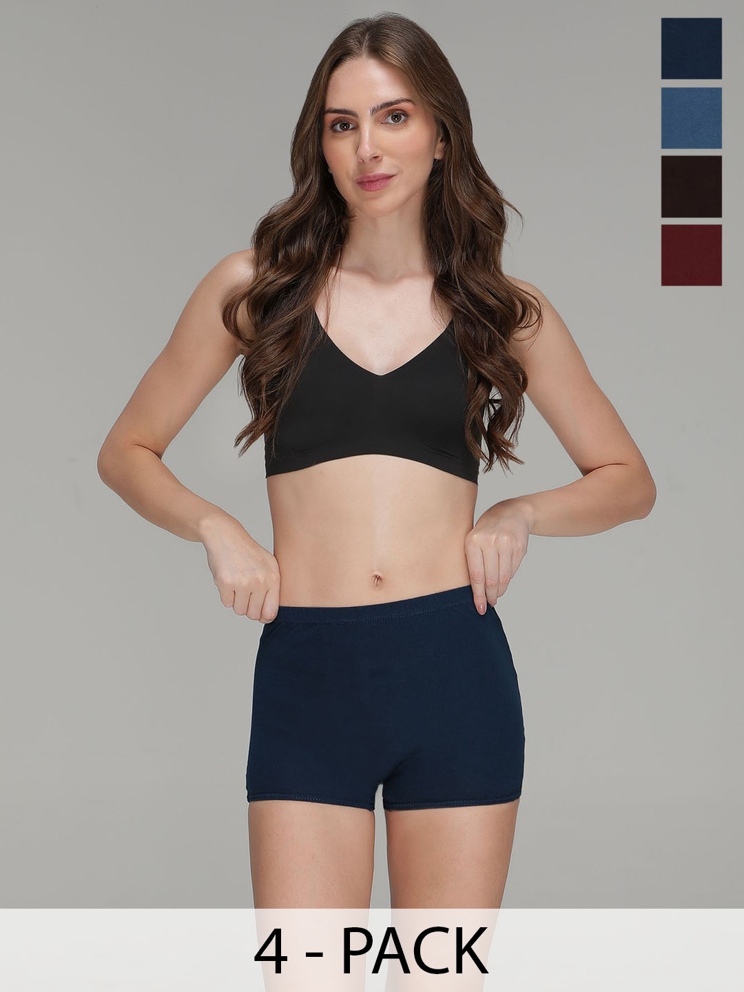 AMUL COMFY Pack Of 4 Pure Cotton Boy Shorts Briefs AC-PRI-PL-SHO-MULTI-1-80-4P, Navy blue
AMUL COMFY Pack Of 4 Pure Cotton Boy Shorts Briefs AC-PRI-PL-SHO-MULTI-1-80-4P, Navy blue