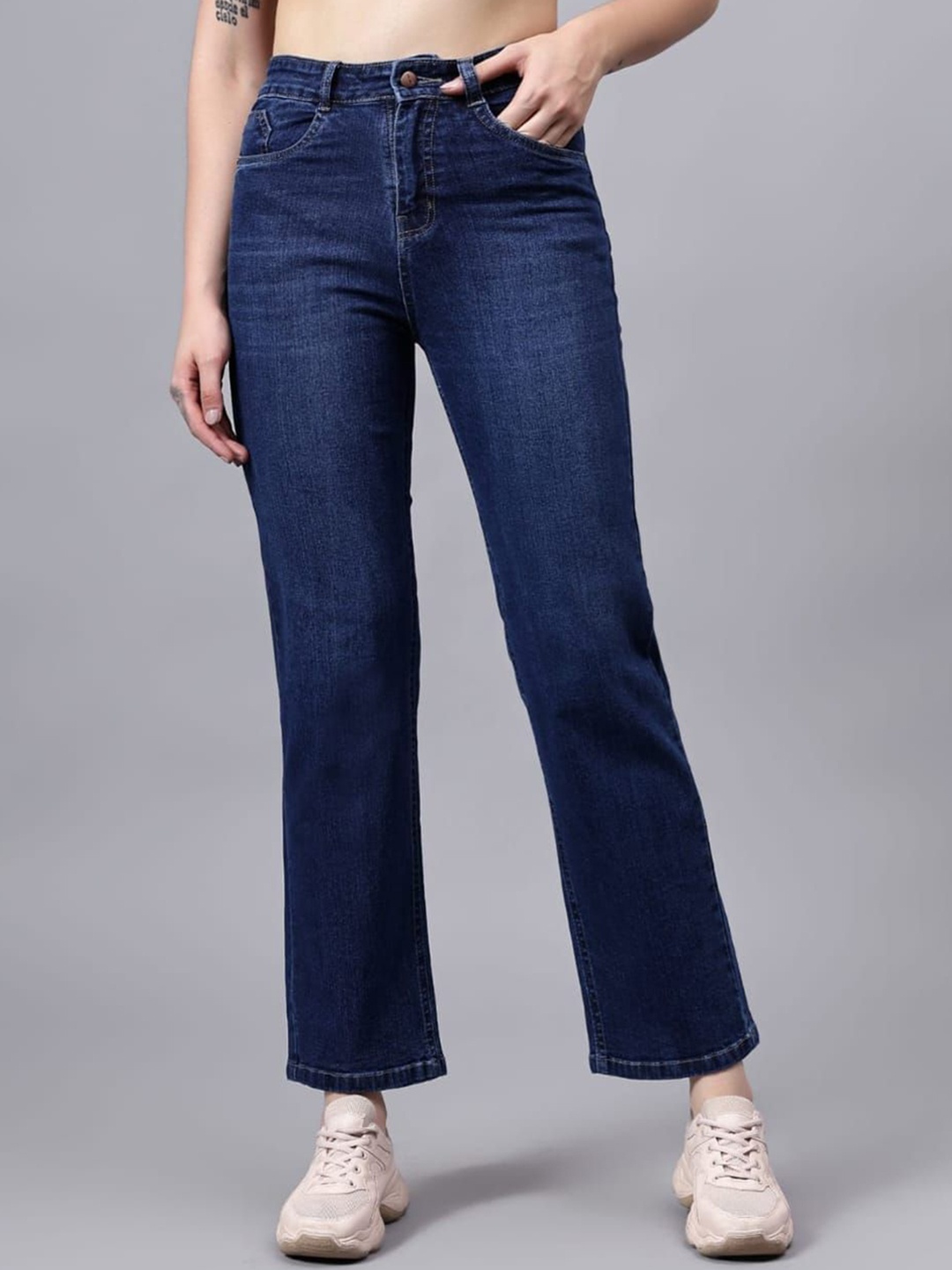 FASHIONFIBRE Women Comfort Straight Fit High-Rise Light Fade Stretchable Jeans, Navy blue
FASHIONFIBRE Women Comfort Straight Fit High-Rise Light Fade Stretchable Jeans, Navy blue