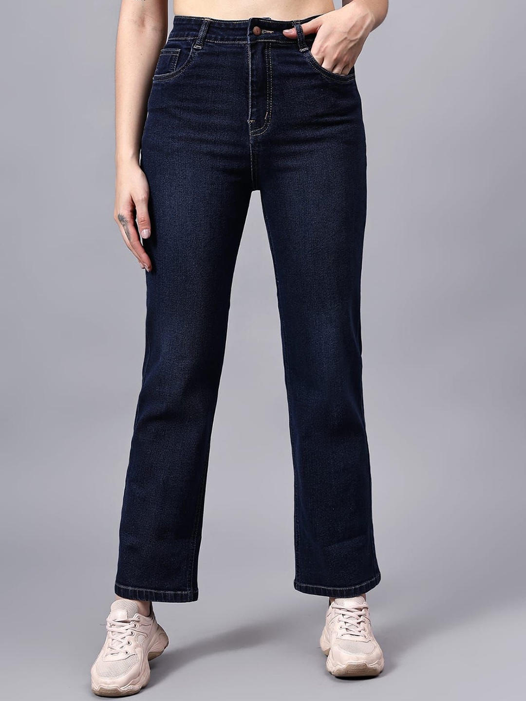 FASHIONFIBRE Women Comfort Straight Fit High-Rise Light Fade Stretchable Jeans, Black
FASHIONFIBRE Women Comfort Straight Fit High-Rise Light Fade Stretchable Jeans, Black