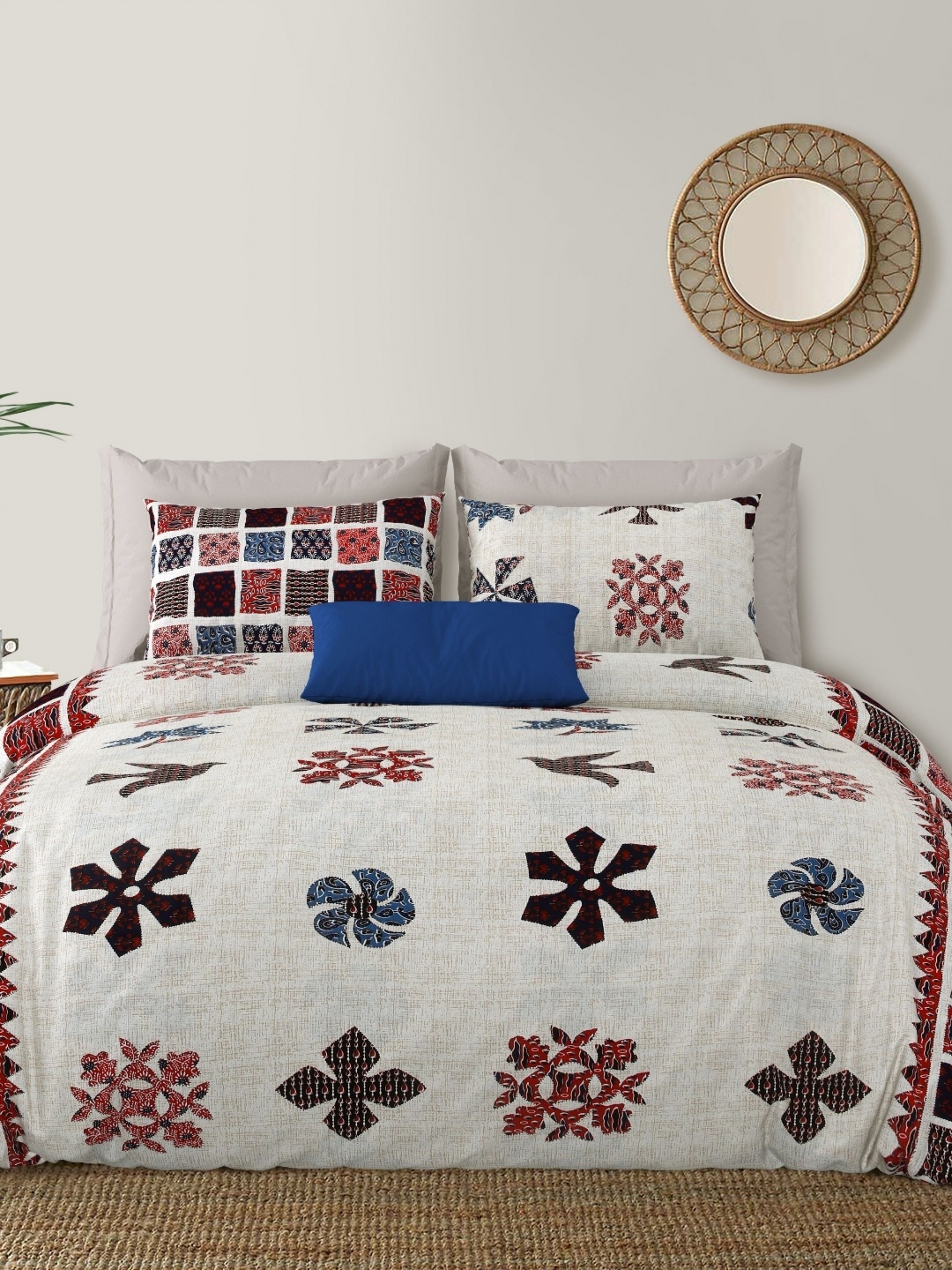 LIVING ROOTS Rozee Gold Double King Size Block Print Double Bedsheet & 2 Pillow Covers, White
LIVING ROOTS Rozee Gold Double King Size Block Print Double Bedsheet & 2 Pillow Covers, White