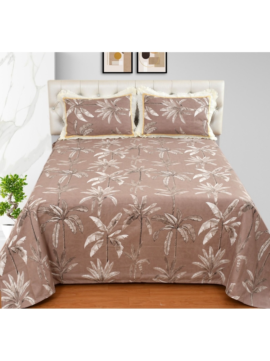 BELVOSTUM Gunmetal-Toned & White Floral 250 TC King Bedsheet with 2 Pillow Covers, Metallic
BELVOSTUM Gunmetal-Toned & White Floral 250 TC King Bedsheet with 2 Pillow Covers, Metallic