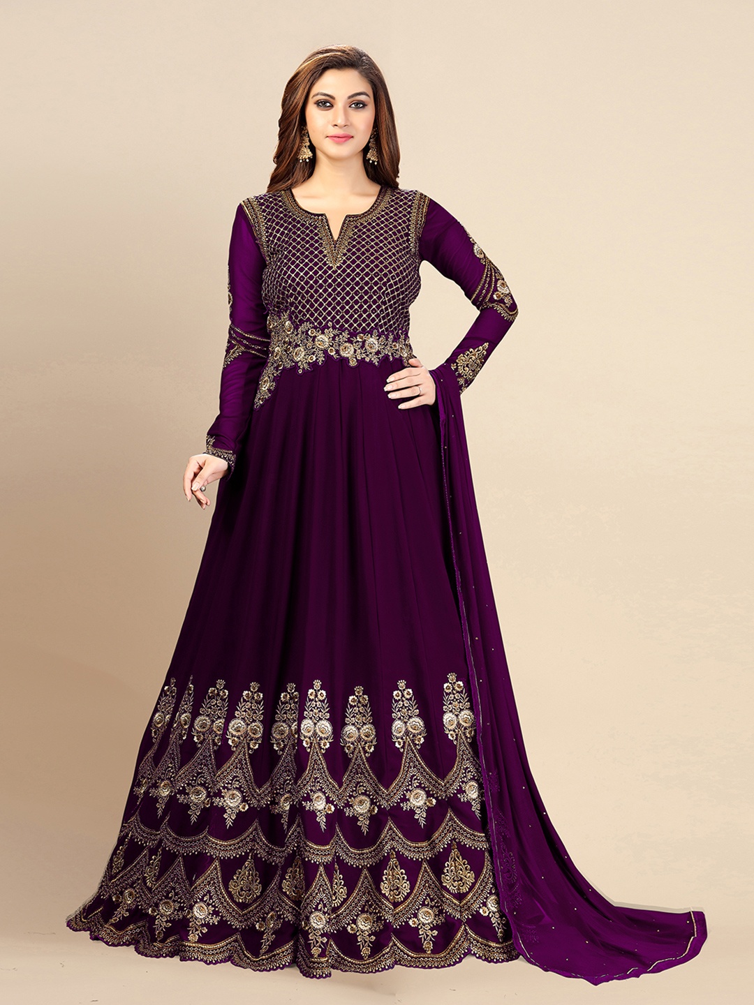 Trendmalls Women Embroidered Regular Beads and Stones Anarkali Kurta with Salwar & Dupatta, Purple
Trendmalls Women Embroidered Regular Beads and Stones Anarkali Kurta with Salwar & Dupatta, Purple