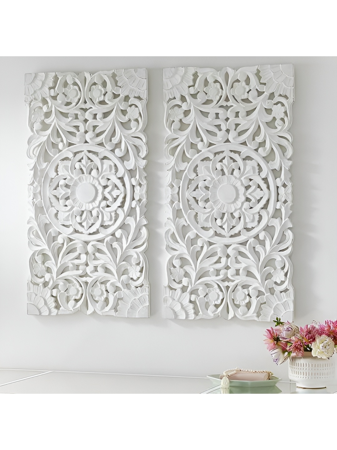 VAS collection home 2 Pcs White Self Designed Rectangle Shaped Wooden Wall Decor Plate
VAS collection home 2 Pcs White Self Designed Rectangle Shaped Wooden Wall Decor Plate