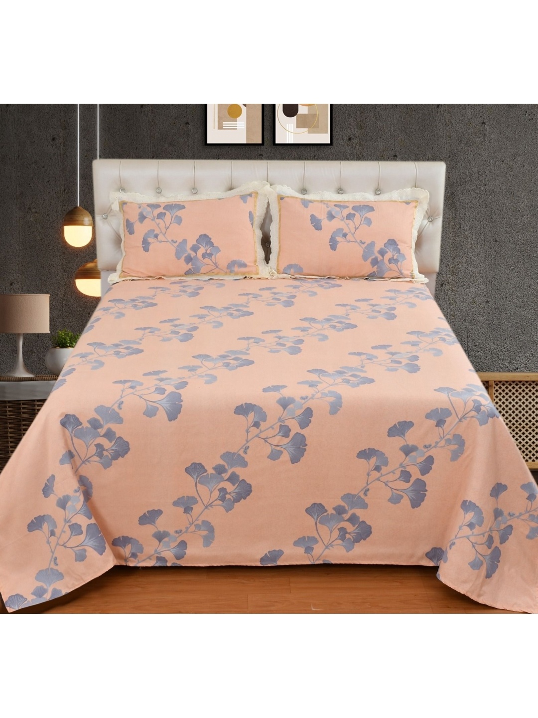 Bromwick Unisex Floral Printed 1 Piece Double Bedsheet with 2 Lace Pillow Covers, Peach
Bromwick Unisex Floral Printed 1 Piece Double Bedsheet with 2 Lace Pillow Covers, Peach