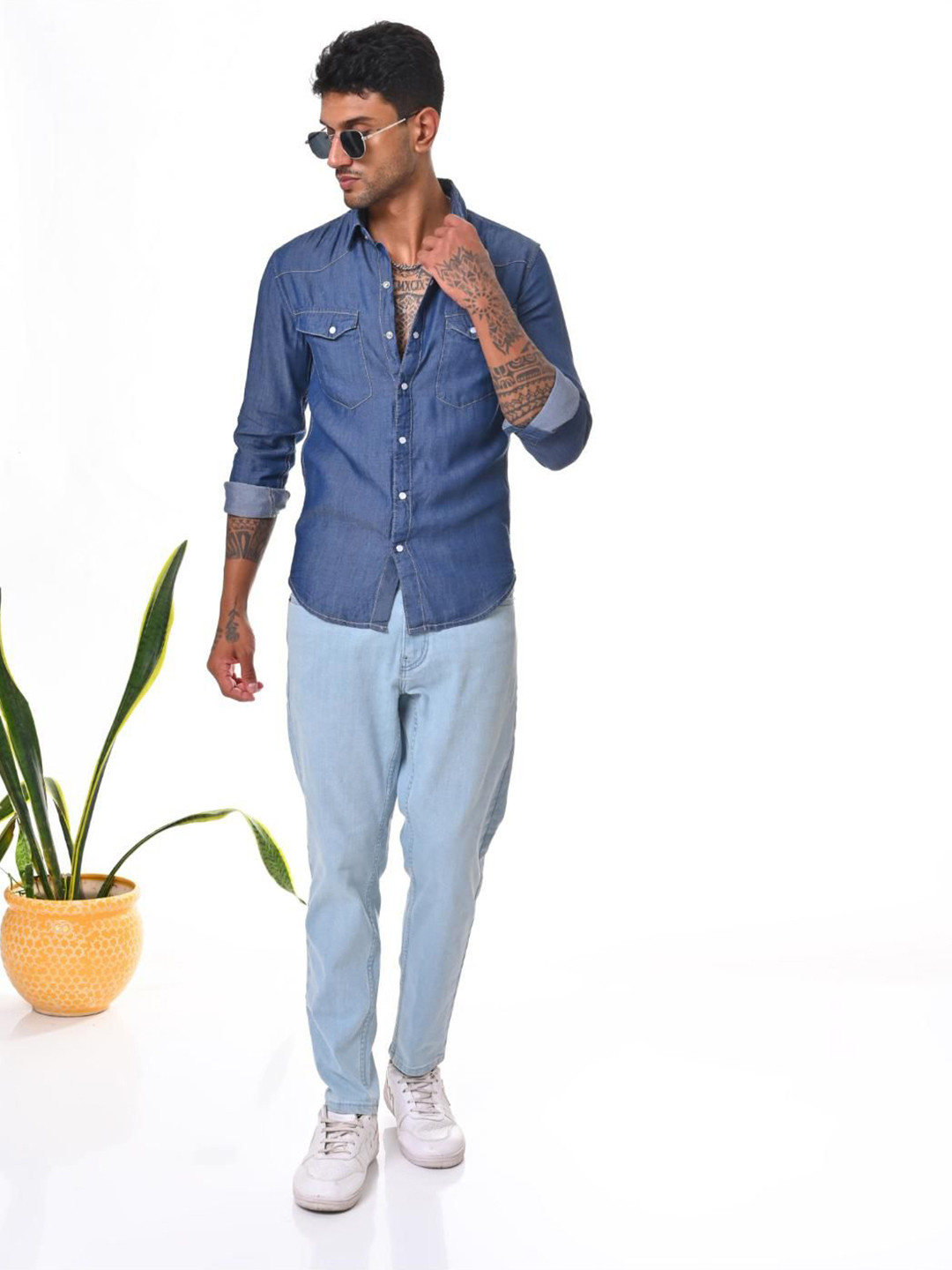 Jean Cafe Men Solid Premium Slim Fit Opaque Casual Shirt, Blue 
Jean Cafe Men Solid Premium Slim Fit Opaque Casual Shirt, Blue