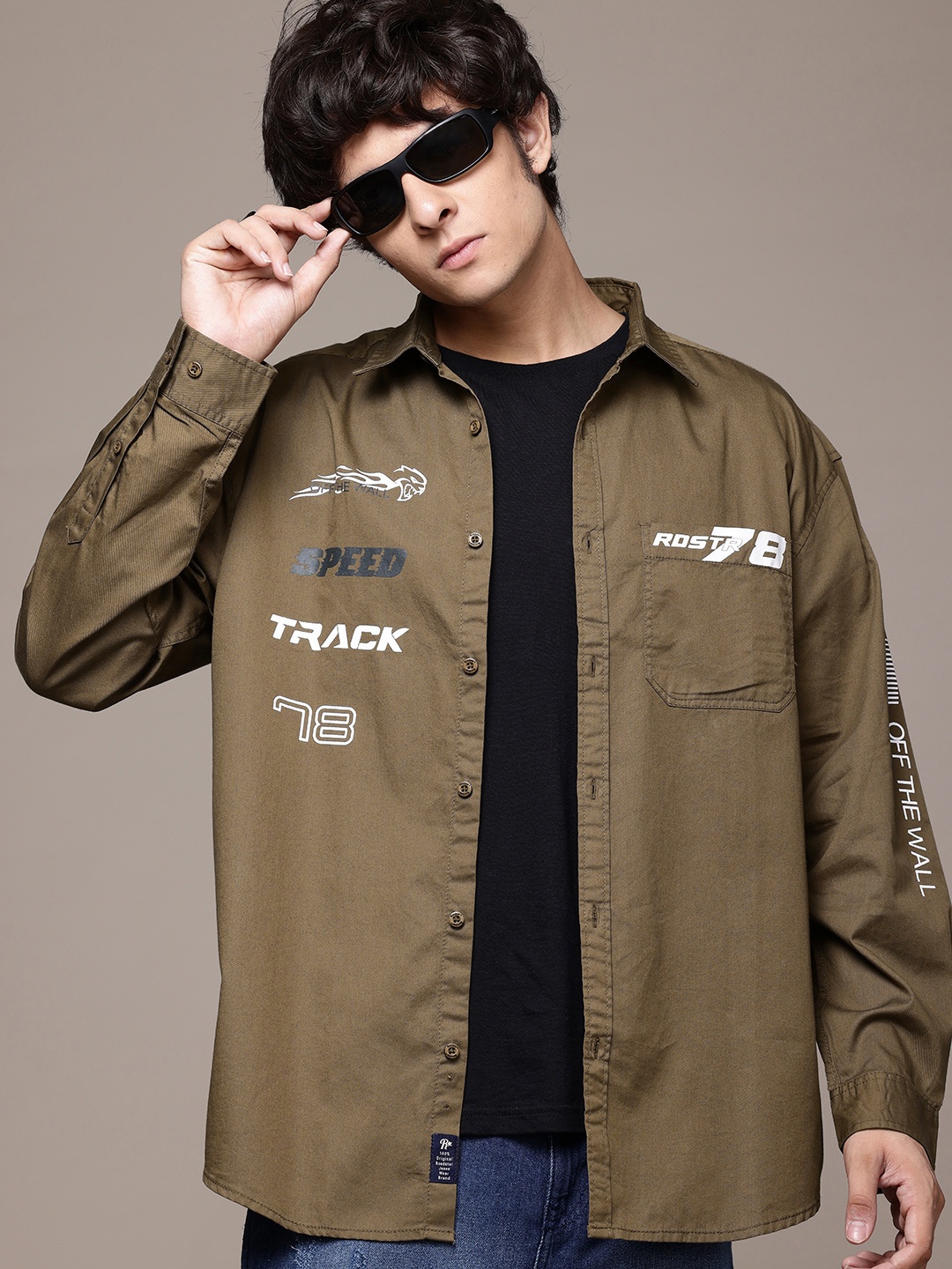 Roadster The Lifestyle Co. Pure Cotton Typography Printed Back Oversized Shirt, Olive
Roadster The Lifestyle Co. Pure Cotton Typography Printed Back Oversized Shirt, Olive