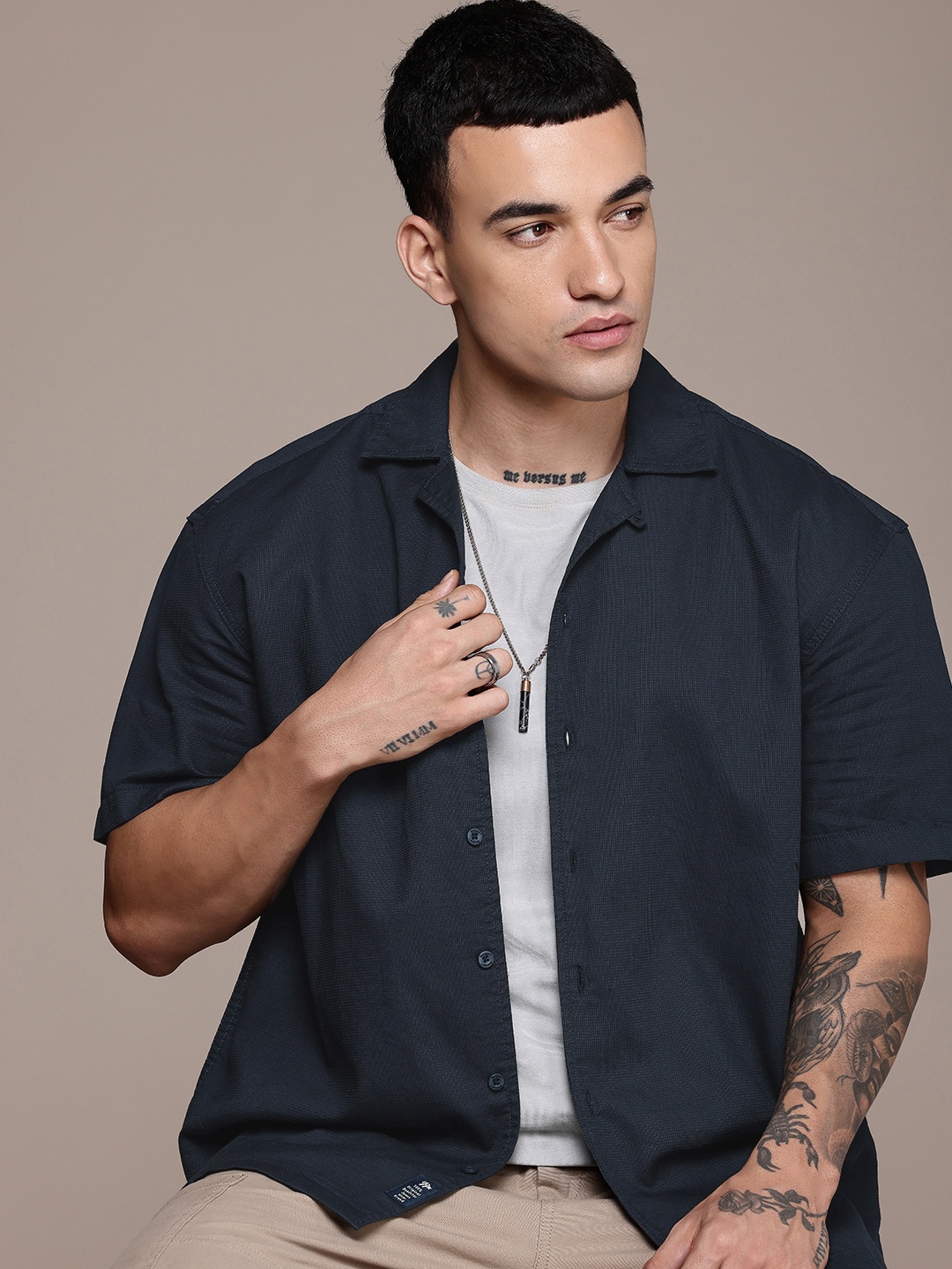 The Roadster Life Co. Pure Cotton Self Design Textured Relaxed Fit Casual Shirt, Navy blue
The Roadster Life Co. Pure Cotton Self Design Textured Relaxed Fit Casual Shirt, Navy blue