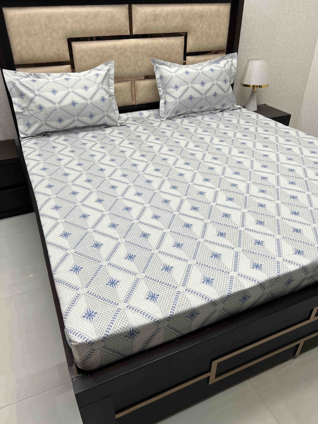 Pure Decor Blue & Grey Printed Pure Cotton 350 TC Queen Bedsheet with 2 Pillow Covers
Pure Decor Blue & Grey Printed Pure Cotton 350 TC Queen Bedsheet with 2 Pillow Covers