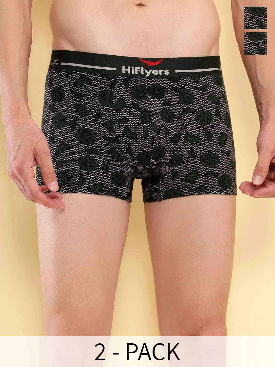 HiFlyers Pack Of 2 Printed Mid Rise Odor Free Trunks HF502_PO2_OLV-OLV_S, Olive
HiFlyers Pack Of 2 Printed Mid Rise Odor Free Trunks HF502_PO2_OLV-OLV_S, Olive