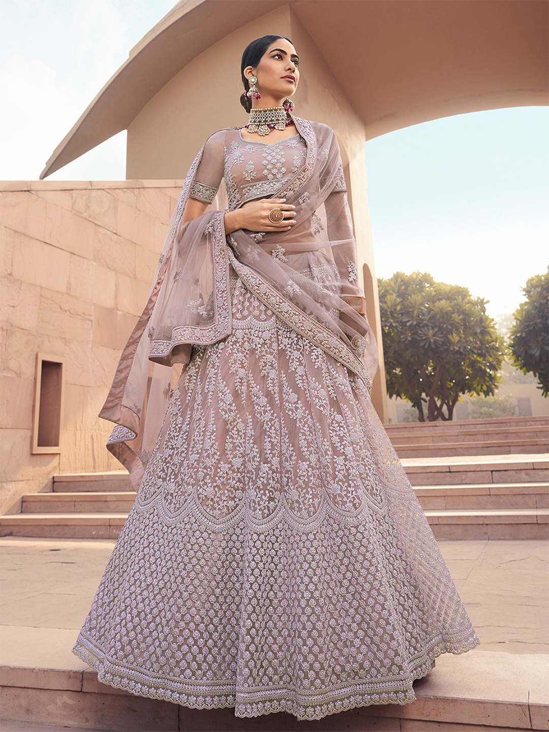 ODETTE Embroidered Thread Work Semi-Stitched Lehenga & Unstitched Blouse With Dupatta, Beige
ODETTE Embroidered Thread Work Semi-Stitched Lehenga & Unstitched Blouse With Dupatta, Beige