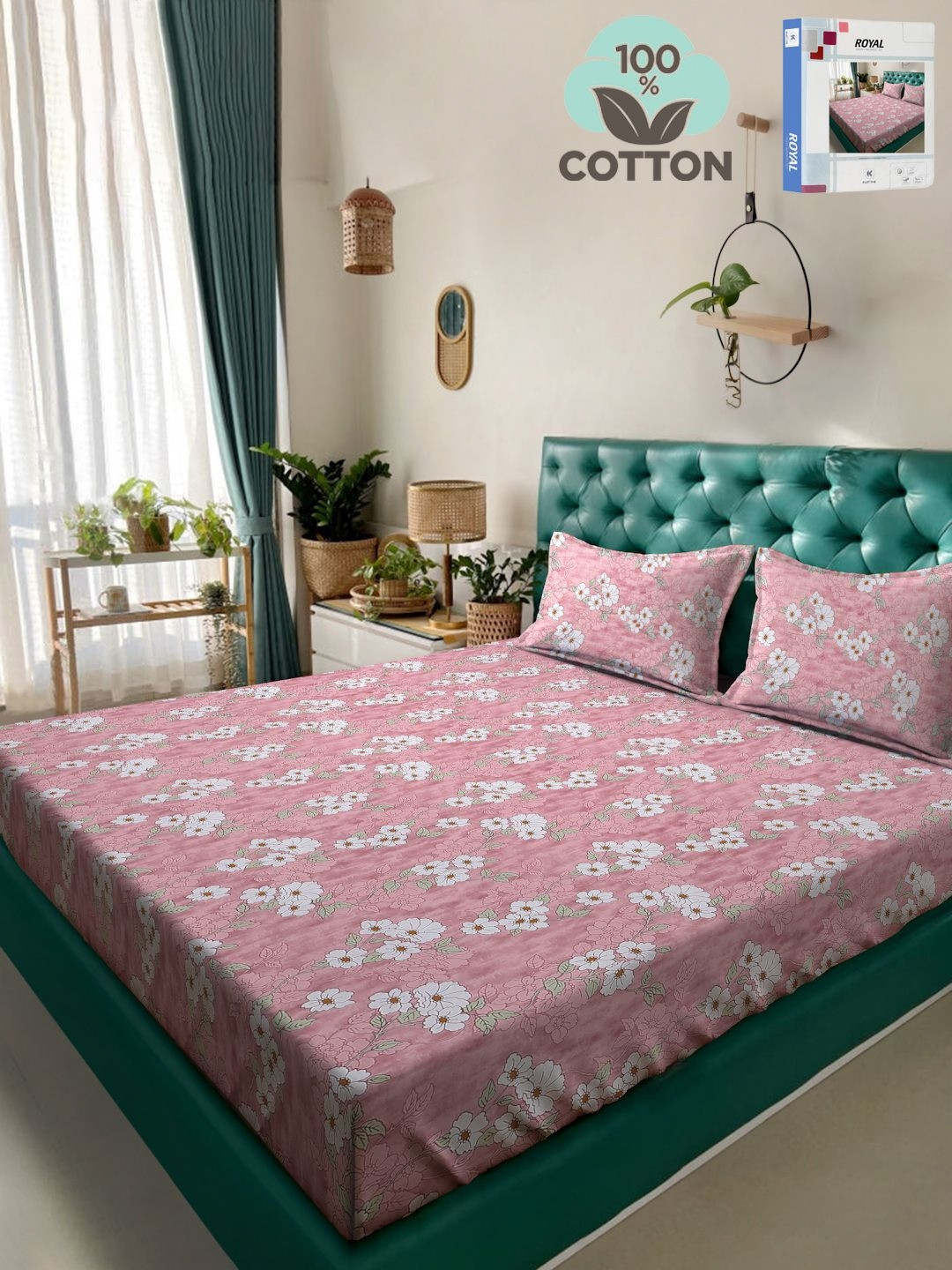 KLOTTHE Pink & White Printed Pure Cotton 400 TC Double King Bedsheet With 2 Pillow Covers
KLOTTHE Pink & White Printed Pure Cotton 400 TC Double King Bedsheet With 2 Pillow Covers