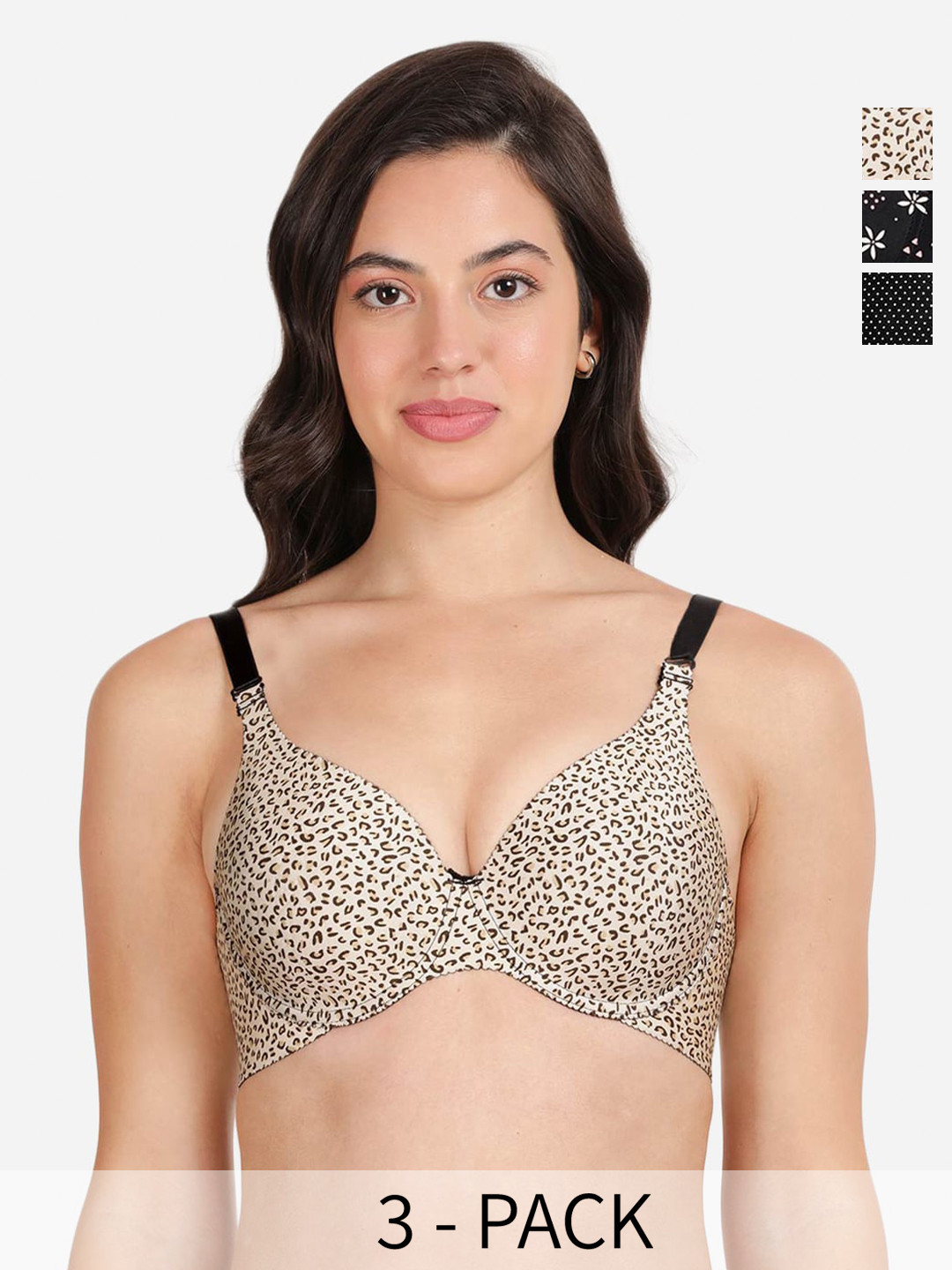 shyaway Pack of 3 Printed Medium Coverage Lightly Padded T-shirt Bra-All Day Comfort, Black
shyaway Pack of 3 Printed Medium Coverage Lightly Padded T-shirt Bra-All Day Comfort, Black