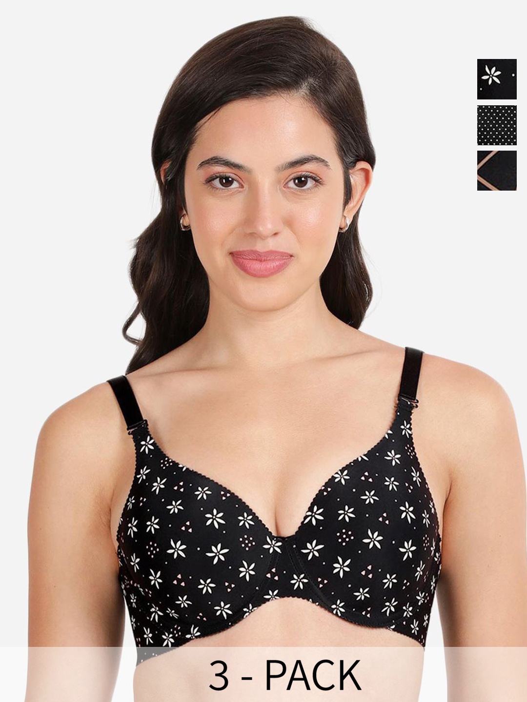 shyaway Pack Of 3 Floral Coverage Underwired Lightly Padded T-shirt Bra-All Day Comfort, Black
shyaway Pack Of 3 Floral Coverage Underwired Lightly Padded T-shirt Bra-All Day Comfort, Black