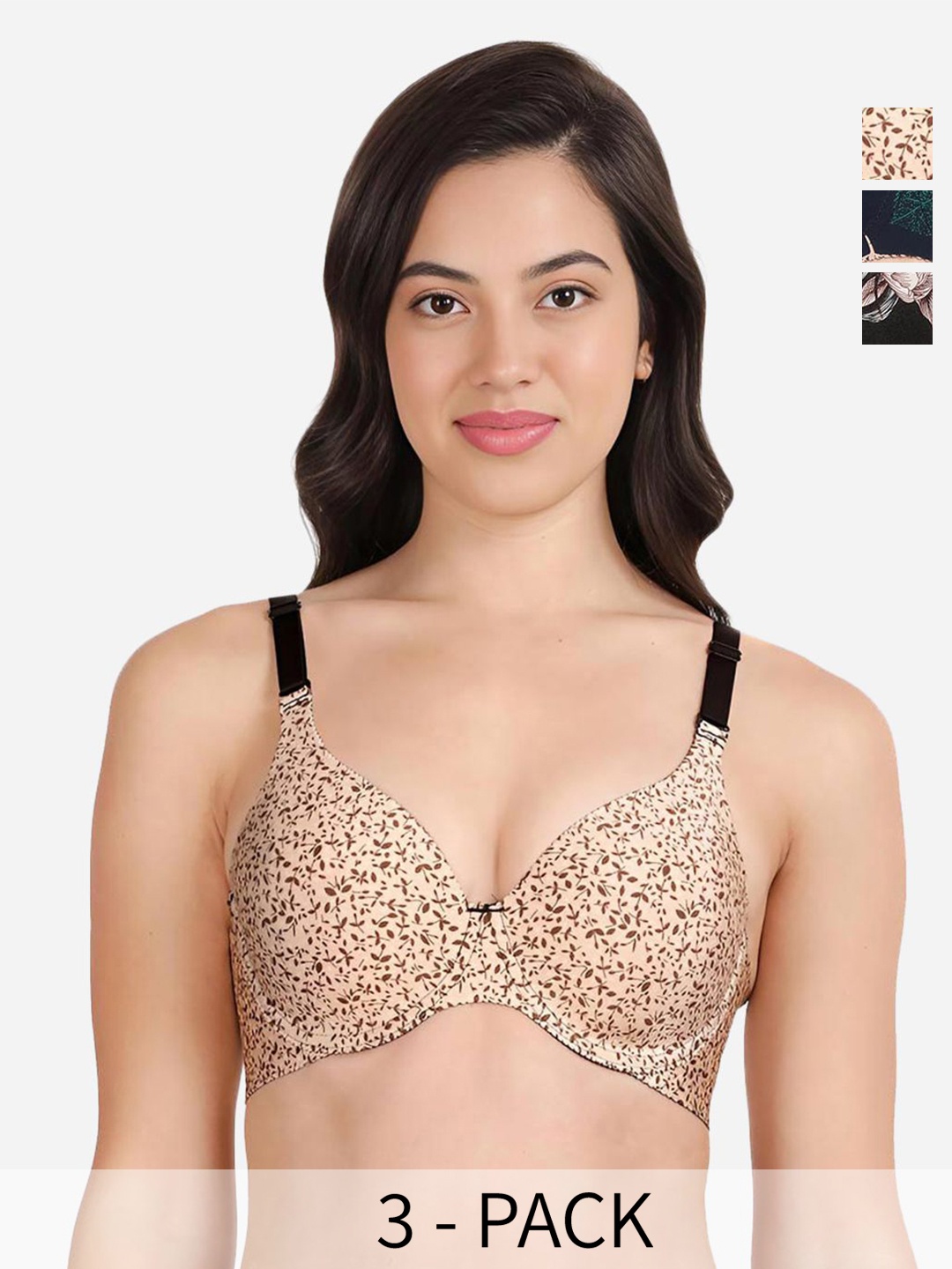 shyaway Pack of 3 Floral Medium Coverage Lightly Padded T-shirt Bra-All Day Comfort, Black
shyaway Pack of 3 Floral Medium Coverage Lightly Padded T-shirt Bra-All Day Comfort, Black