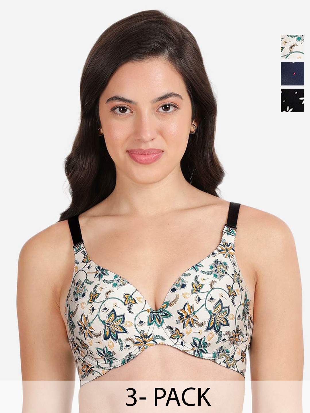 shyaway Pack Of 3 Floral Printed Lightly Padded Underwired T-shirt Bra-All Day Comfort, White
shyaway Pack Of 3 Floral Printed Lightly Padded Underwired T-shirt Bra-All Day Comfort, White