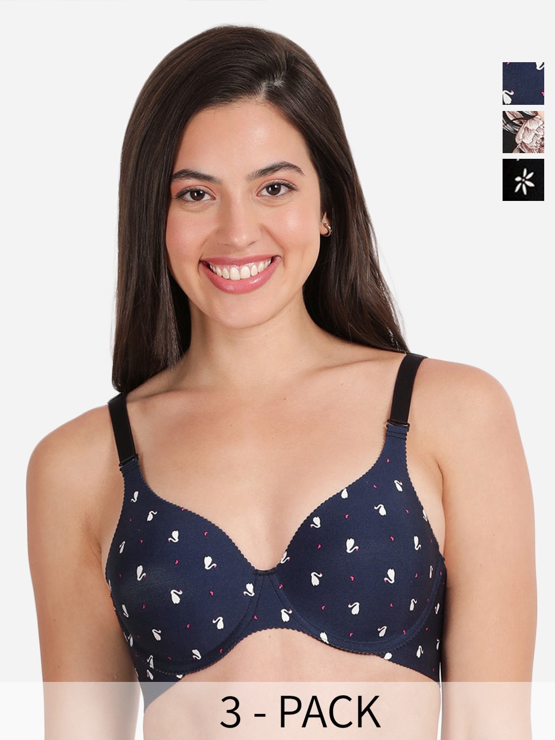shyaway Pack of 3 Floral Medium Coverage Lightly Padded T-shirt Bra-All Day Comfort, Black
shyaway Pack of 3 Floral Medium Coverage Lightly Padded T-shirt Bra-All Day Comfort, Black