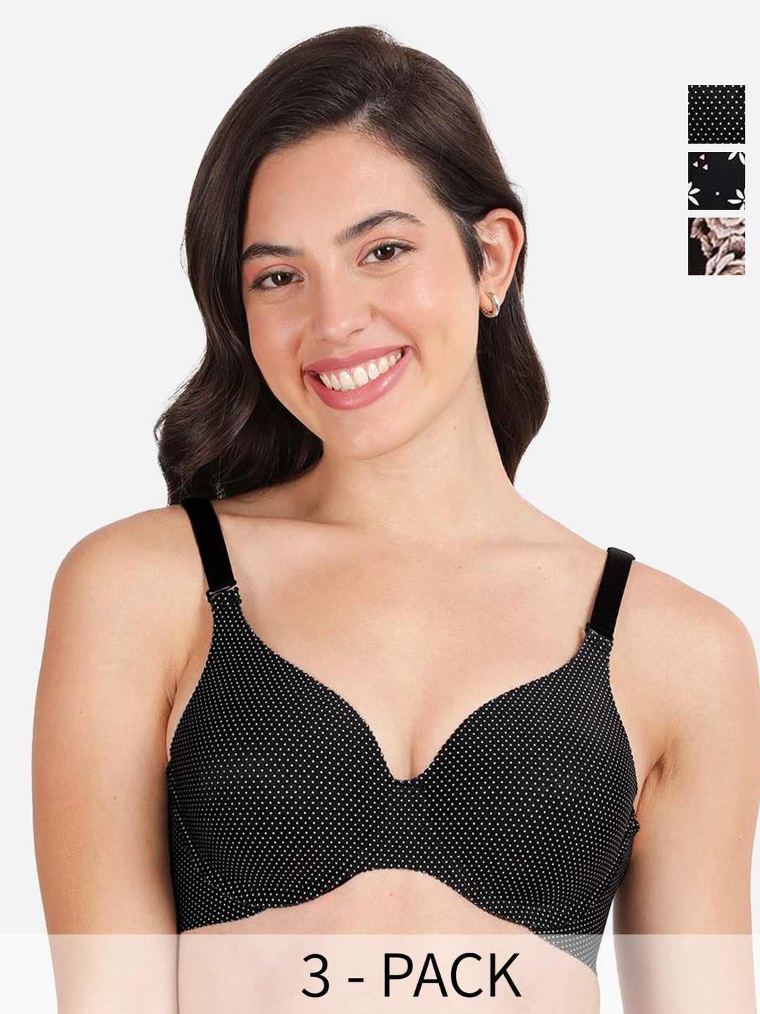 shyaway Pack of 3 Printed Medium Coverage Lightly Padded T-shirt Bra-All Day Comfort, Black
shyaway Pack of 3 Printed Medium Coverage Lightly Padded T-shirt Bra-All Day Comfort, Black