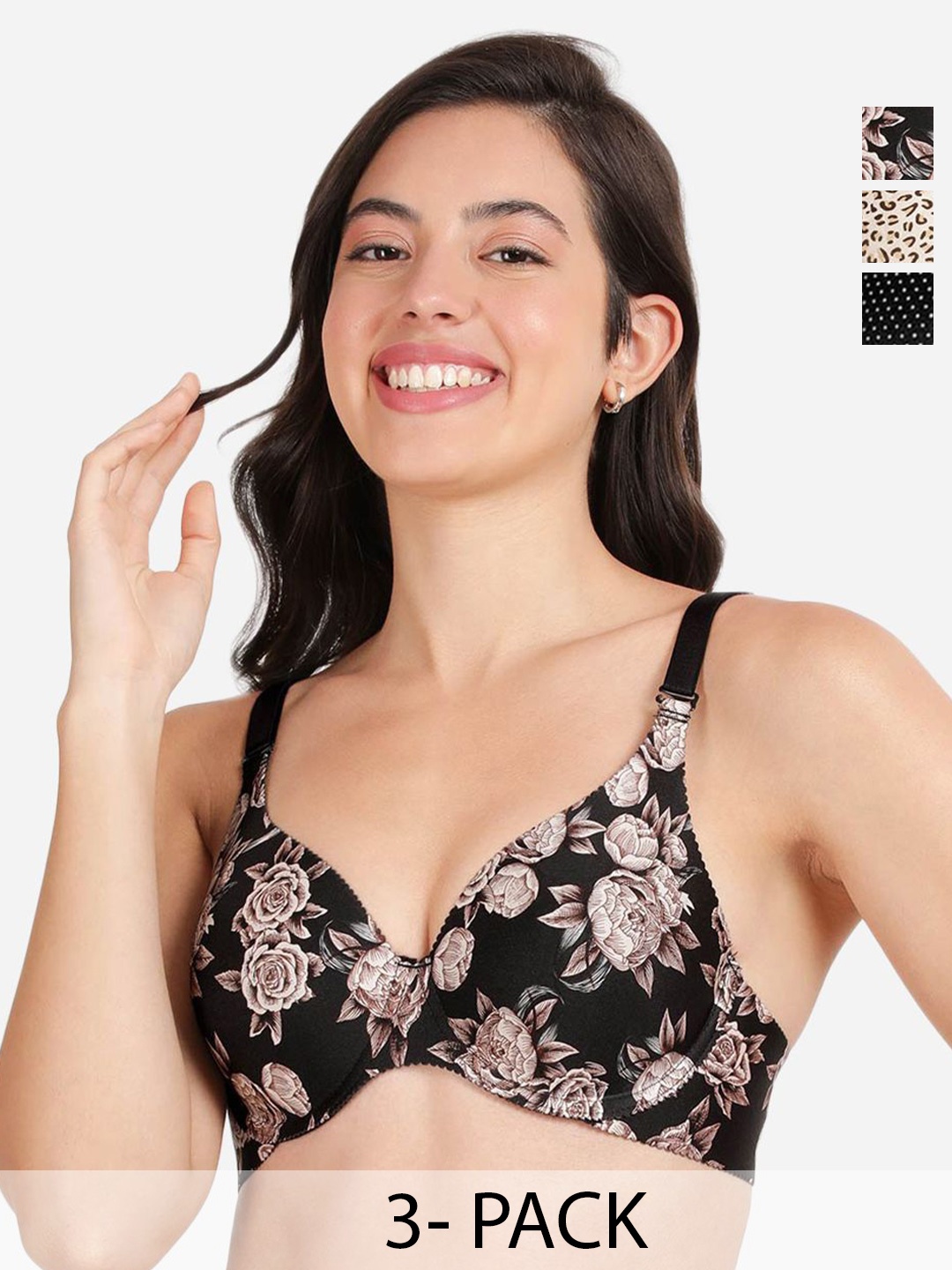 shyaway Pack of 3 Printed Medium Coverage Lightly Padded T-shirt Bra-All Day Comfort, Black
shyaway Pack of 3 Printed Medium Coverage Lightly Padded T-shirt Bra-All Day Comfort, Black