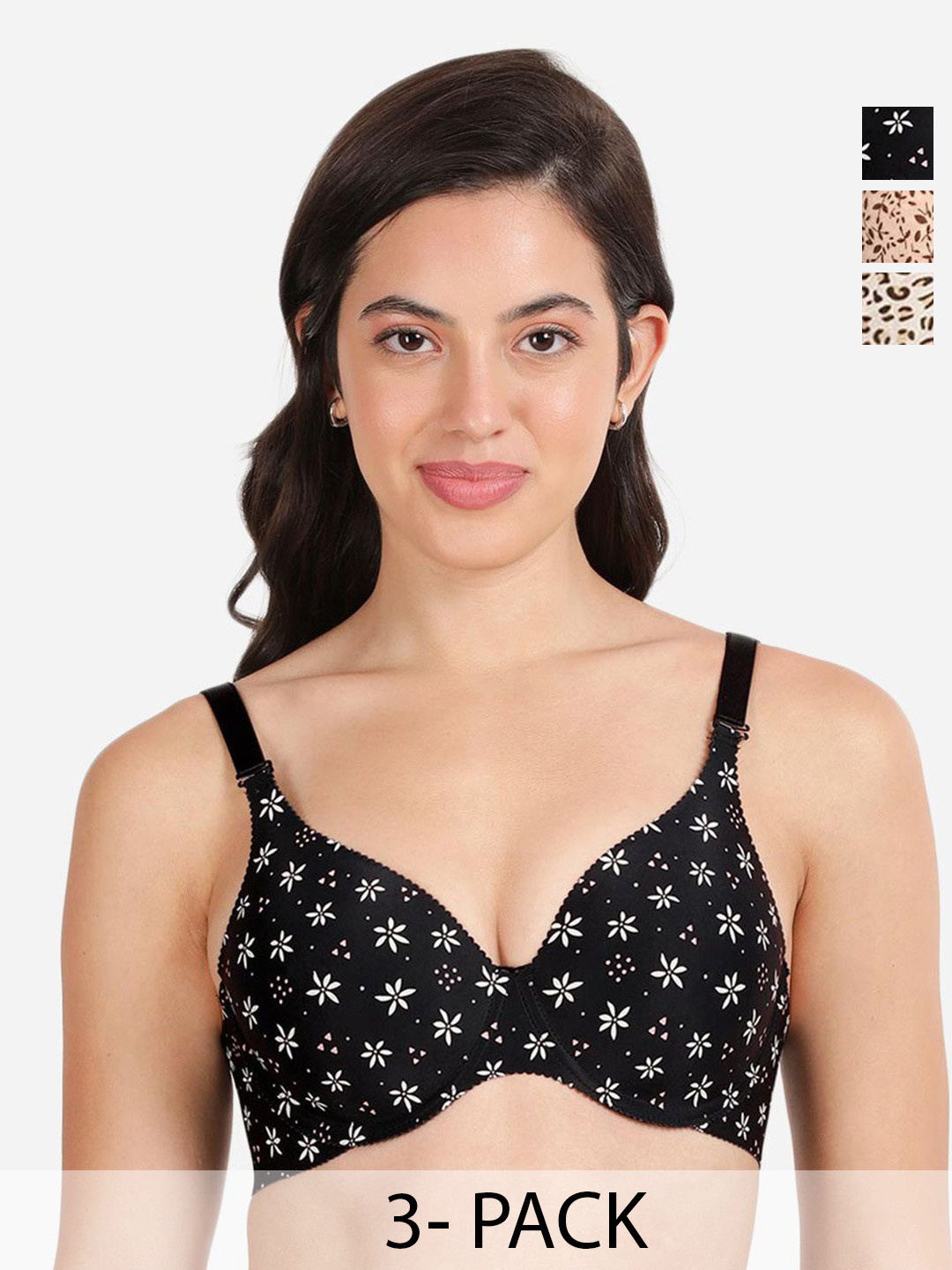 shyaway Pack of 3 Printed Medium Coverage Lightly Padded T-shirt Bra-All Day Comfort, Black
shyaway Pack of 3 Printed Medium Coverage Lightly Padded T-shirt Bra-All Day Comfort, Black