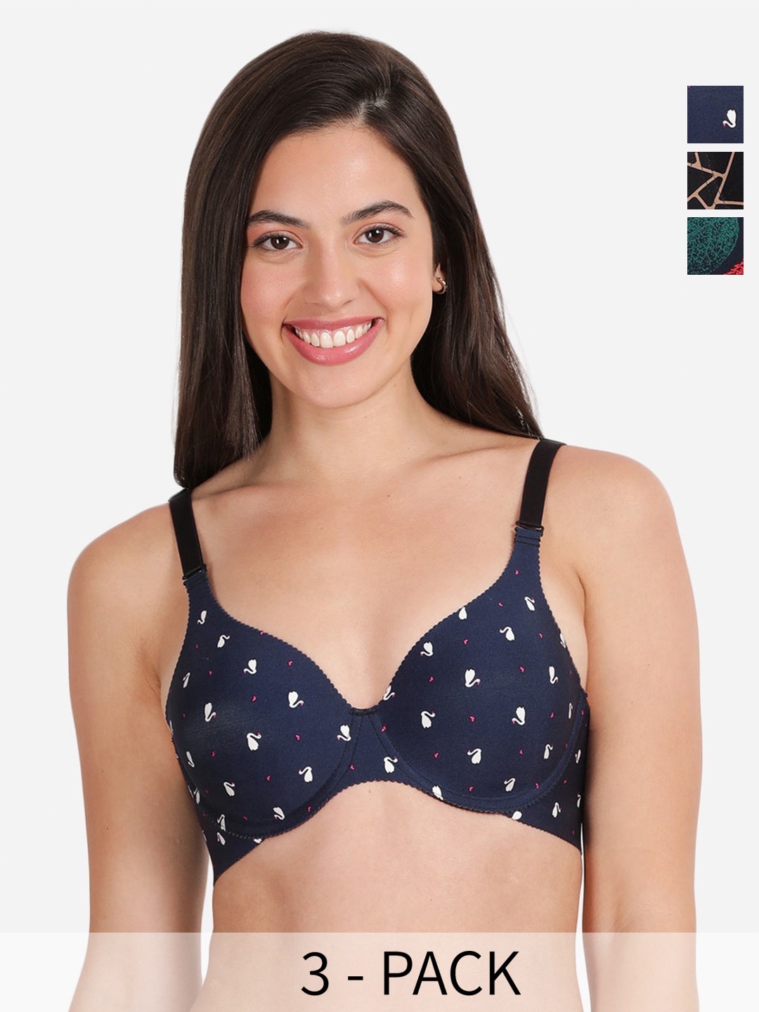 shyaway Floral Women Pack of 3 Medium Coverage Underwired Lightly Padded T-shirt Bra, Black
shyaway Floral Women Pack of 3 Medium Coverage Underwired Lightly Padded T-shirt Bra, Black