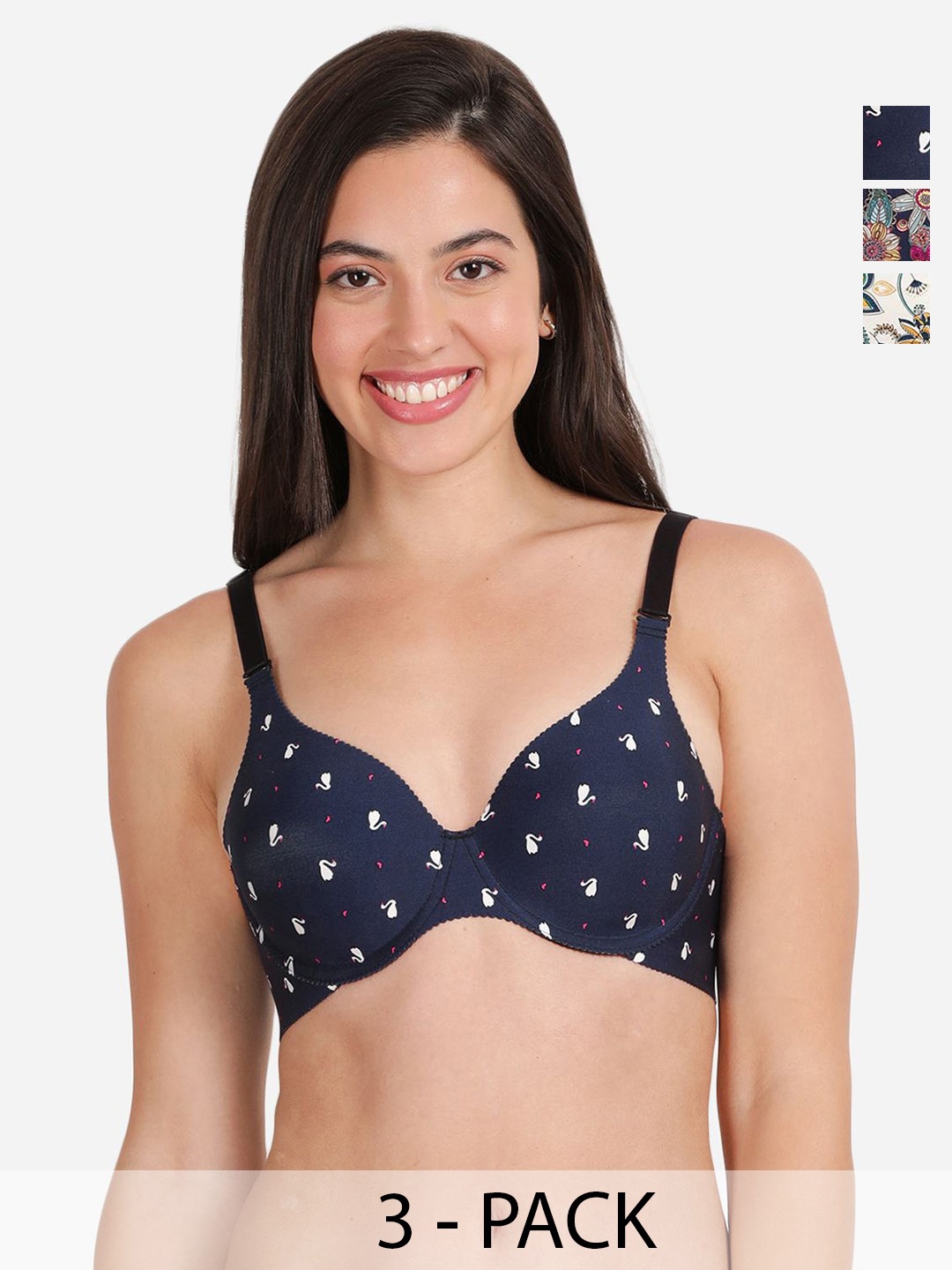 shyaway Pack of 3 Floral Medium Coverage Lightly Padded T-shirt Bra-All Day Comfort, Blue
shyaway Pack of 3 Floral Medium Coverage Lightly Padded T-shirt Bra-All Day Comfort, Blue