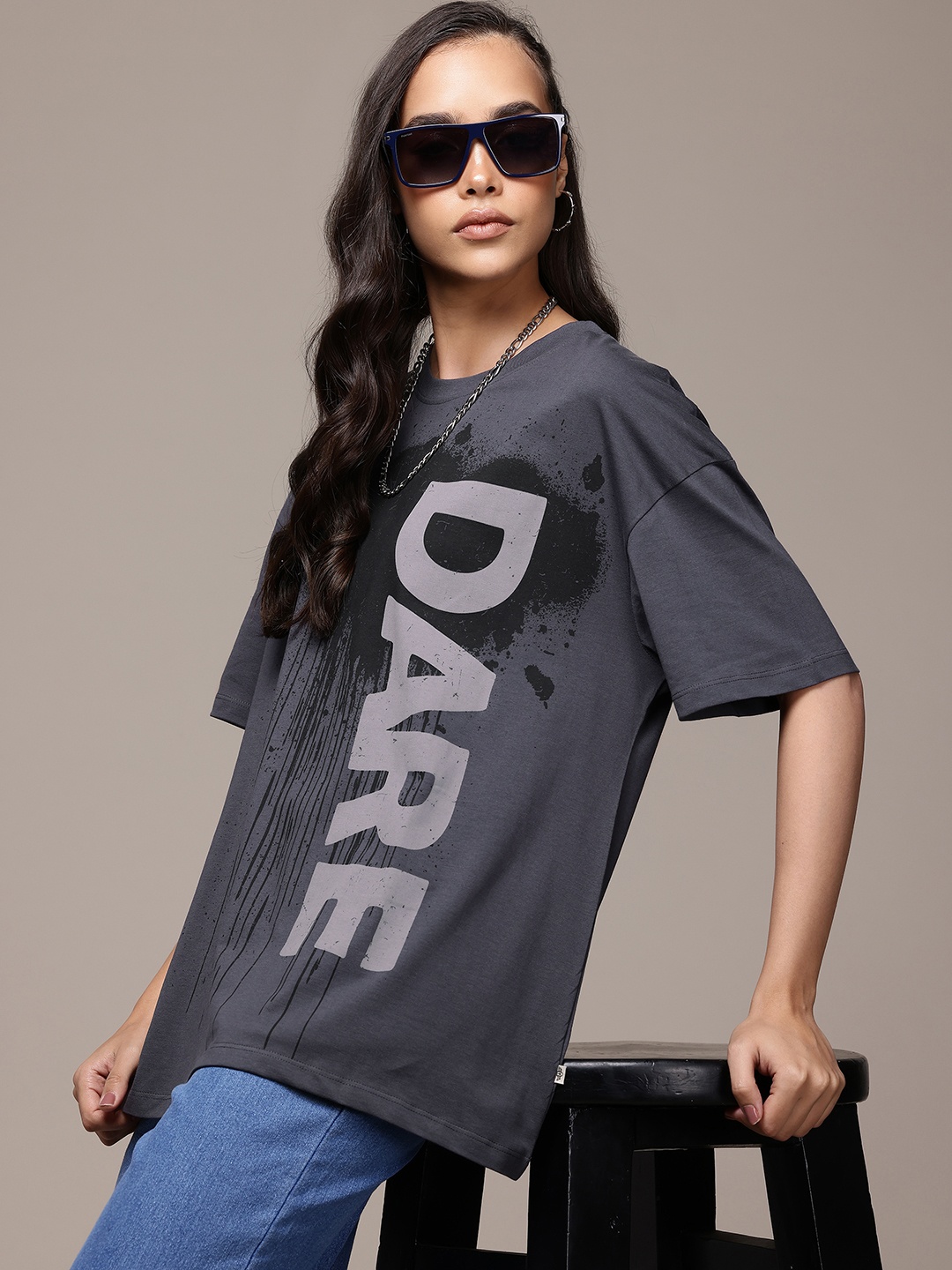 The Roadster Lifestyle Co. Typography Print Oversized Pure Cotton T-shirt, Grey melange
The Roadster Lifestyle Co. Typography Print Oversized Pure Cotton T-shirt, Grey melange