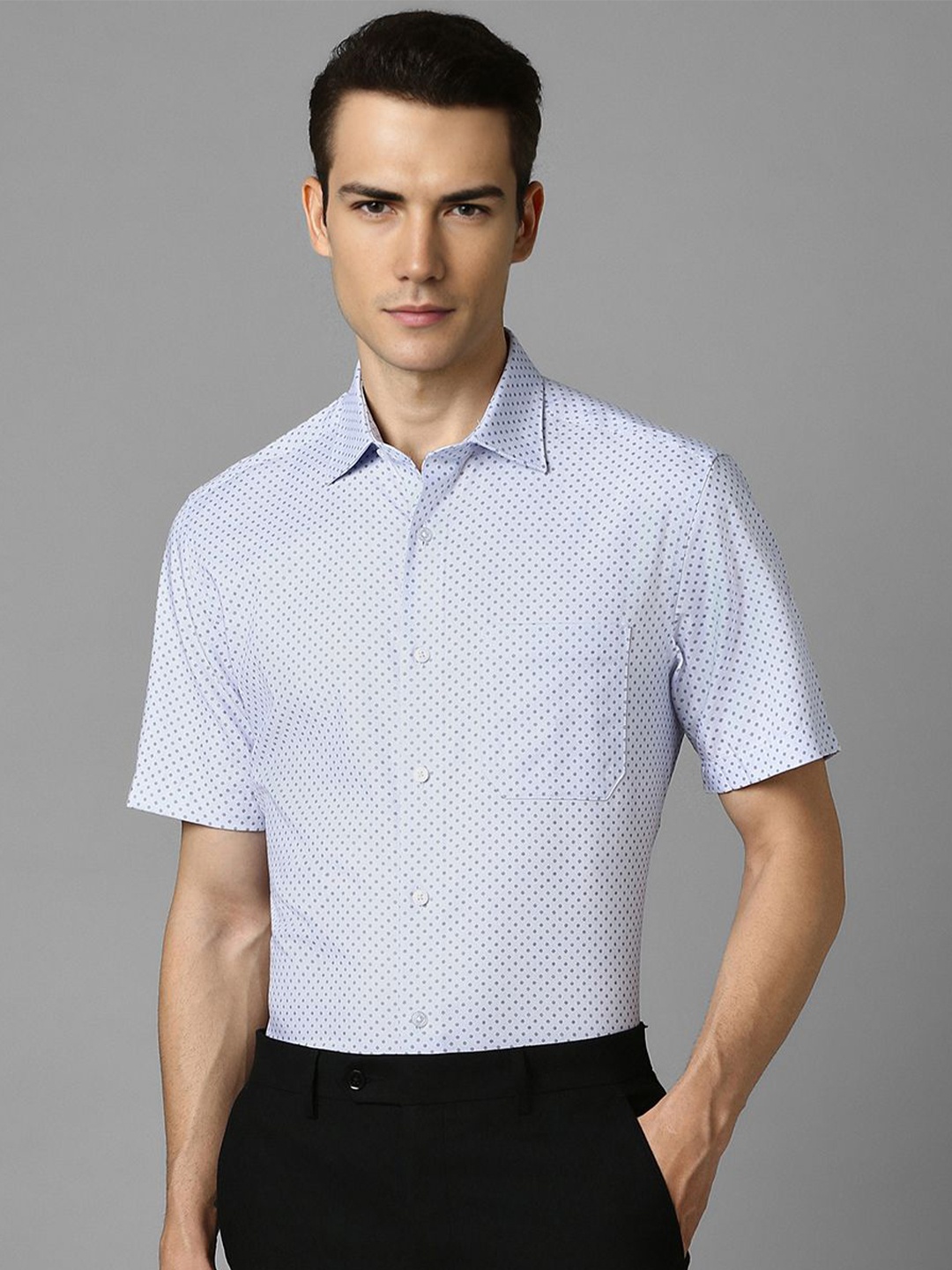 Louis Philippe Spread Collar Short Sleeves Micro Ditsy Printed Cotton Formal Shirt, Blue
Louis Philippe Spread Collar Short Sleeves Micro Ditsy Printed Cotton Formal Shirt, Blue