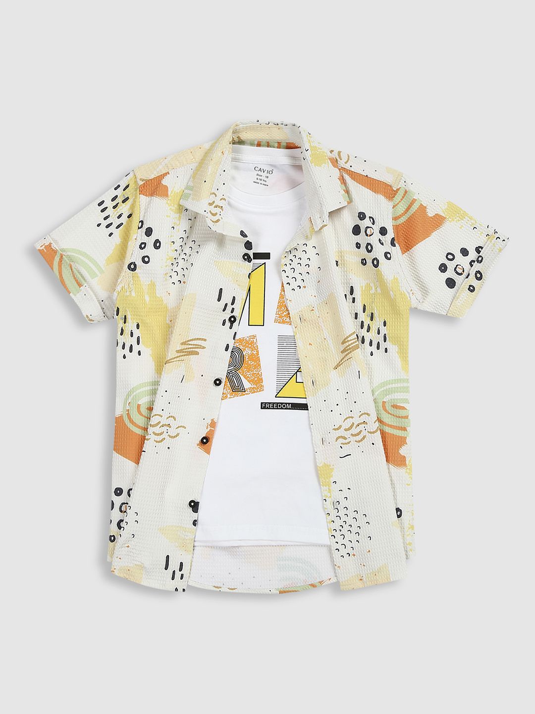 CAVIO Boys Comfort Conversational Printed Pure Cotton Casual Shirt With T-shirt, Yellow
CAVIO Boys Comfort Conversational Printed Pure Cotton Casual Shirt With T-shirt, Yellow