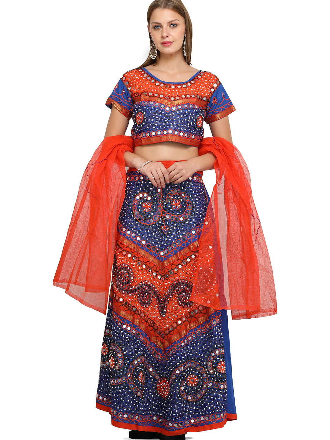 Exotic India Embroidered Sequinned Ready to Wear Lehenga & Blouse With Dupatta, Blue
Exotic India Embroidered Sequinned Ready to Wear Lehenga & Blouse With Dupatta, Blue