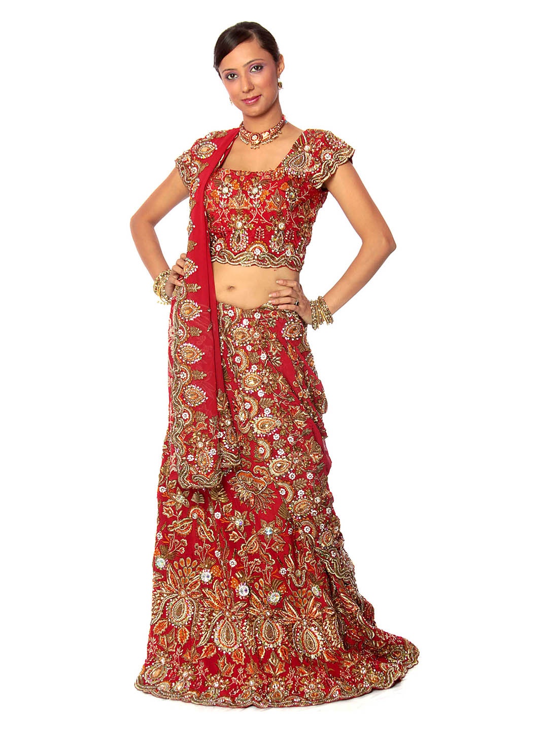 Exotic India Embroidered Beads and Stones Ready to Wear Lehenga & Blouse With Dupatta, Red
Exotic India Embroidered Beads and Stones Ready to Wear Lehenga & Blouse With Dupatta, Red