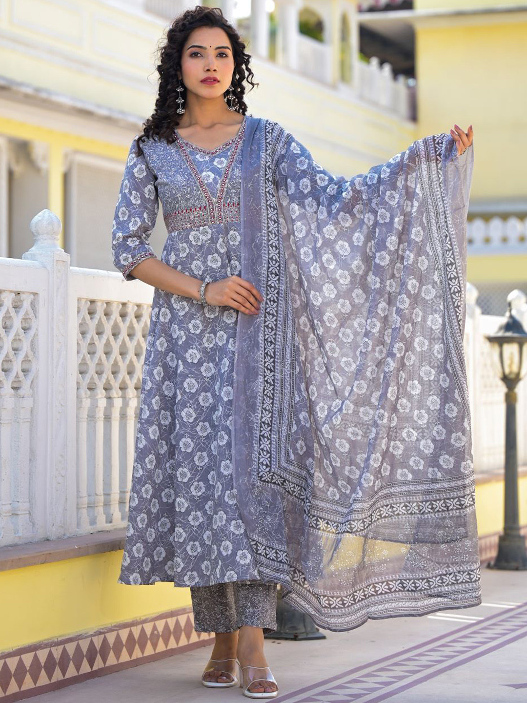 VASVI Women Regular Mirror Work Pure Cotton Kurta with Harem Pants & With Dupatta, Purple 
VASVI Women Regular Mirror Work Pure Cotton Kurta with Harem Pants & With Dupatta, Purple