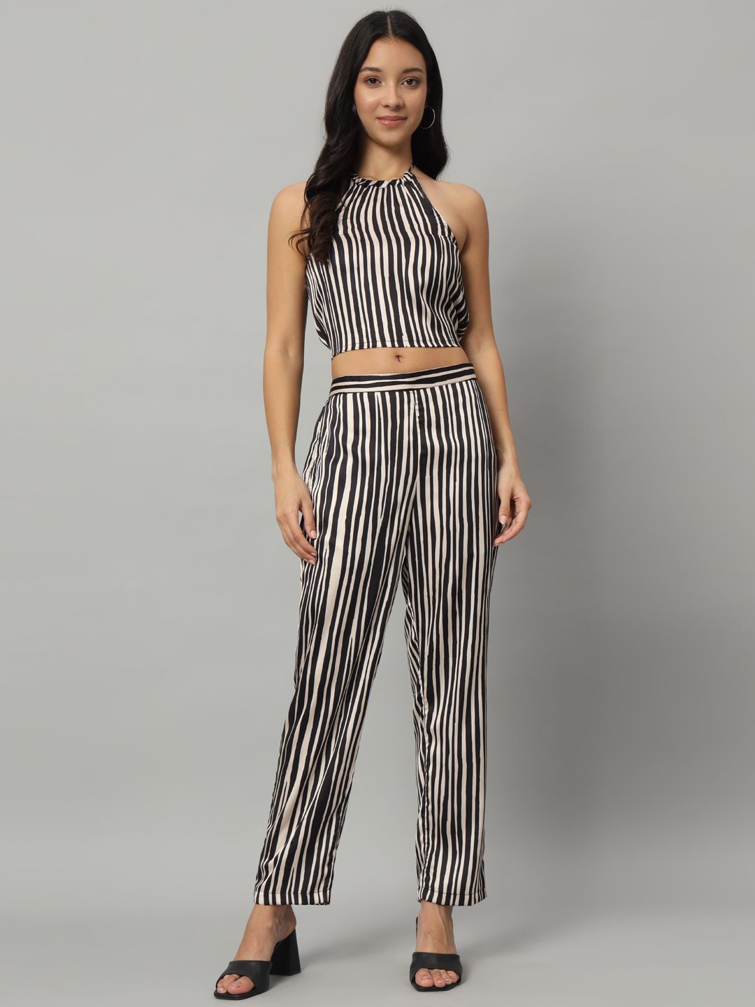 Mast & Harbour Women Striped Relaxed Straight Leg Straight Fit High-Rise Trousers, Black
Mast & Harbour Women Striped Relaxed Straight Leg Straight Fit High-Rise Trousers, Black