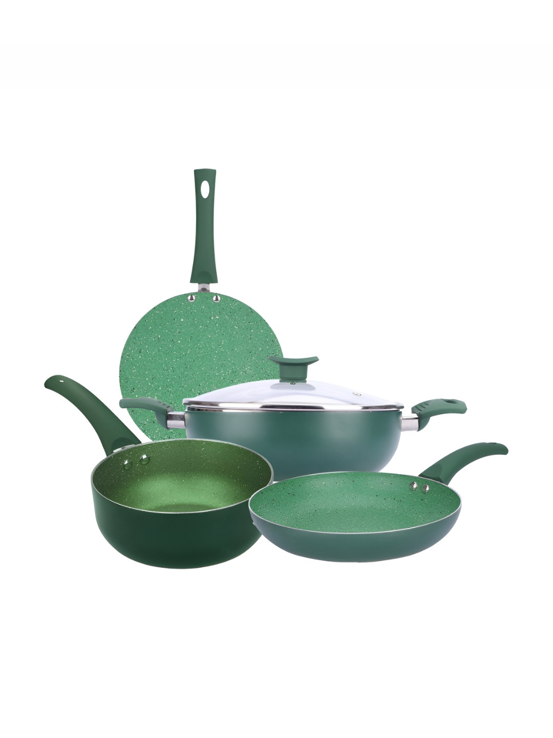 USHA SHRIRAM 3 Pieces Non-Stick Frying Pan, Tawa, Sauce Pan, Kadai, Green
USHA SHRIRAM 3 Pieces Non-Stick Frying Pan, Tawa, Sauce Pan, Kadai, Green