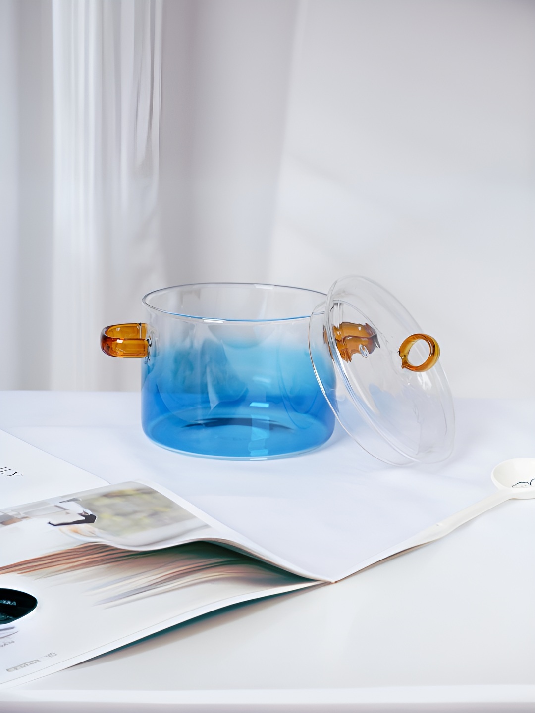 USHA SHRIRAM Transparent & Blue Borosilicate Glass Microwave Safe Tope & Lid & Handle 1.4l
USHA SHRIRAM Transparent & Blue Borosilicate Glass Microwave Safe Tope & Lid & Handle 1.4l