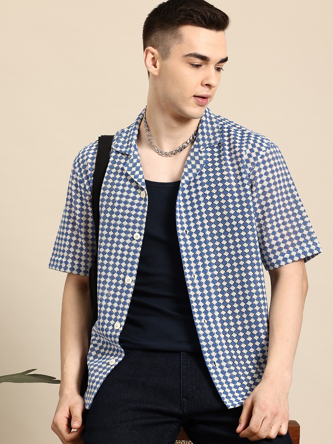 Mast & Harbour Men Classic Cuban Collar Relaxed Fit Semi Sheer Casual Shirt, Off white
Mast & Harbour Men Classic Cuban Collar Relaxed Fit Semi Sheer Casual Shirt, Off white
